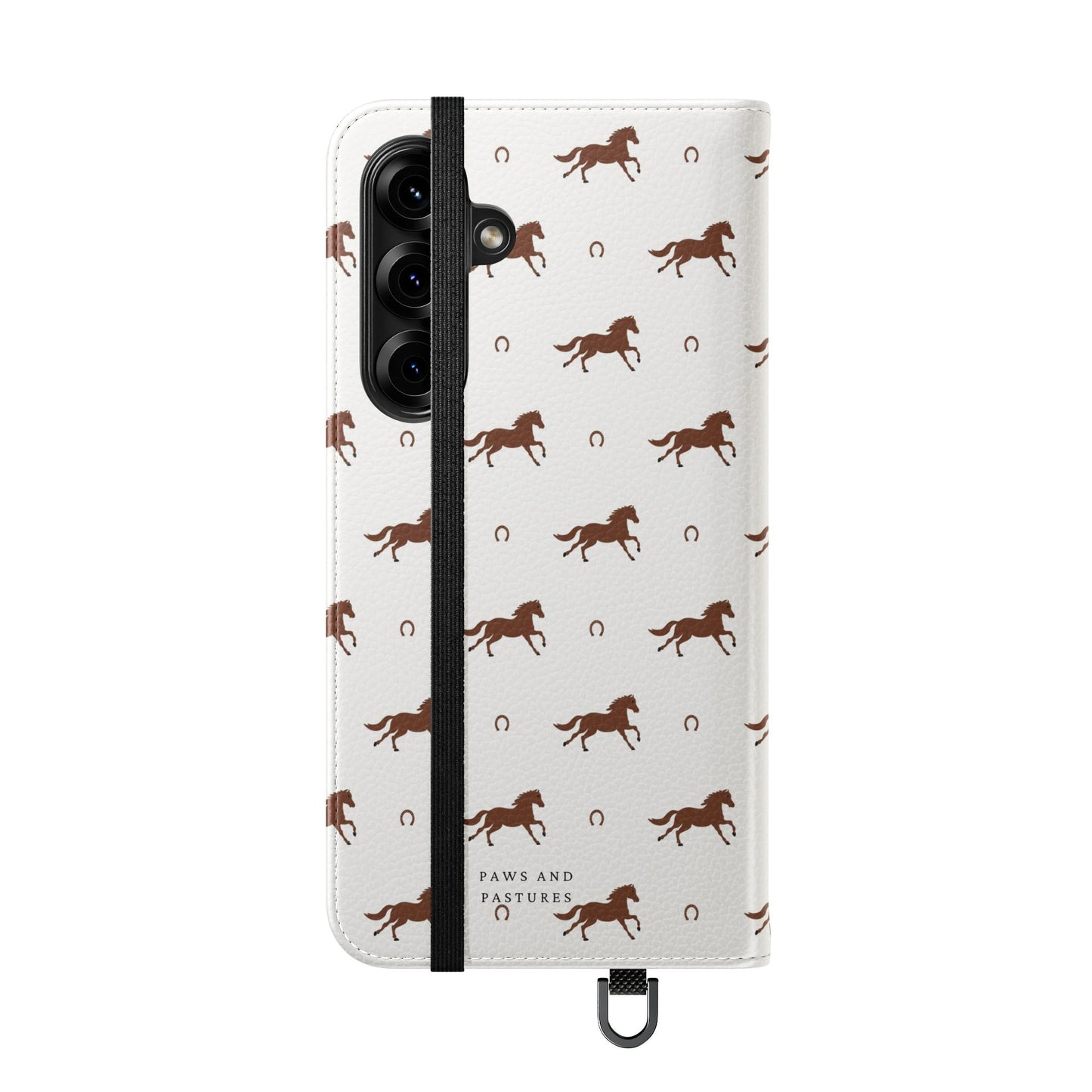 Horse Pattern Flip Case — Leather Wallet Phone Cover with Galloping Horses