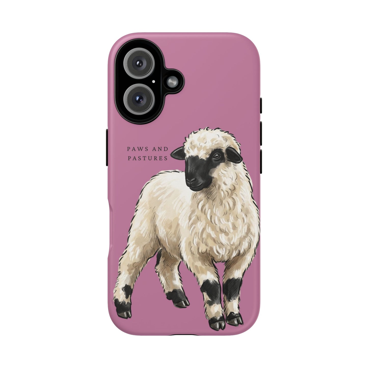 Pink Valais Blacknose Sheep Phone Case – 'Paws and Pastures' Cute Lamb Protective iPhone Cover
