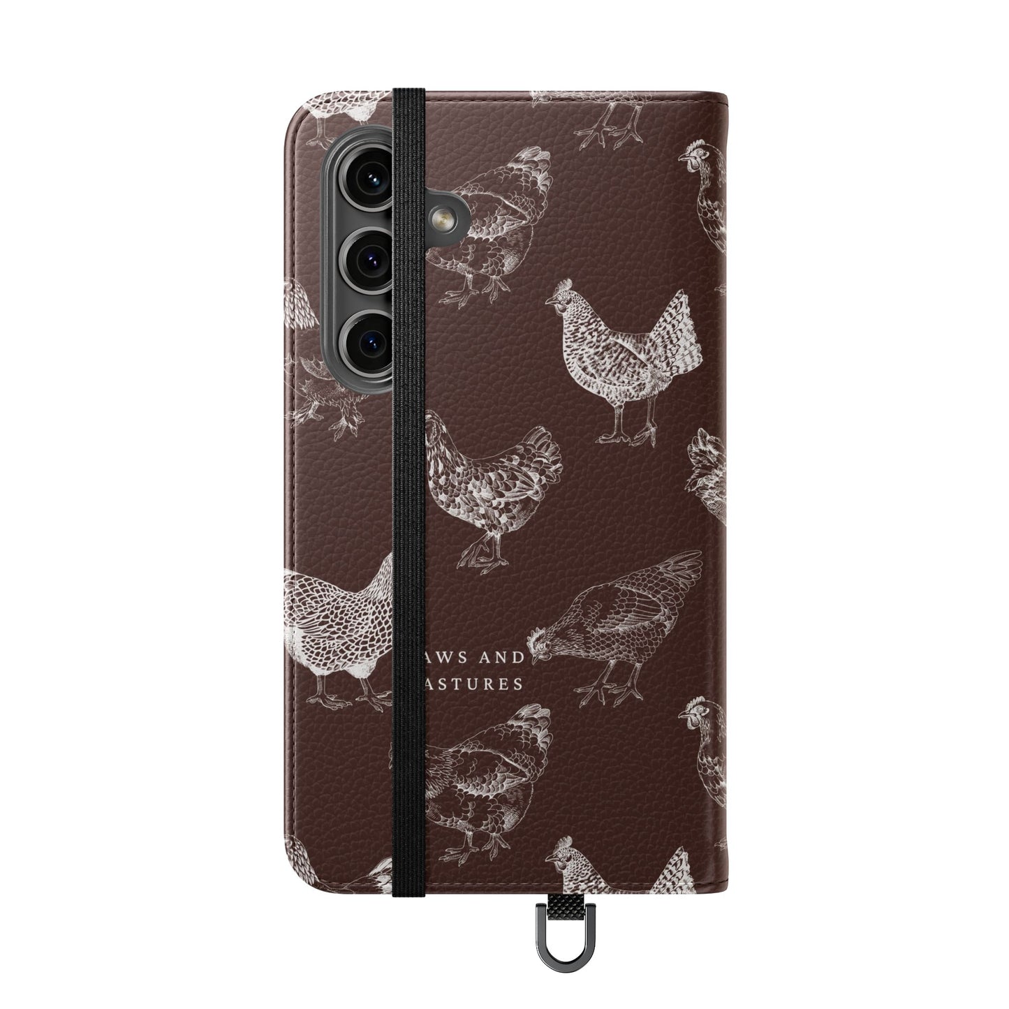 Chicken Pattern Flip Phone Case – Rustic Farmhouse Wallet Cover