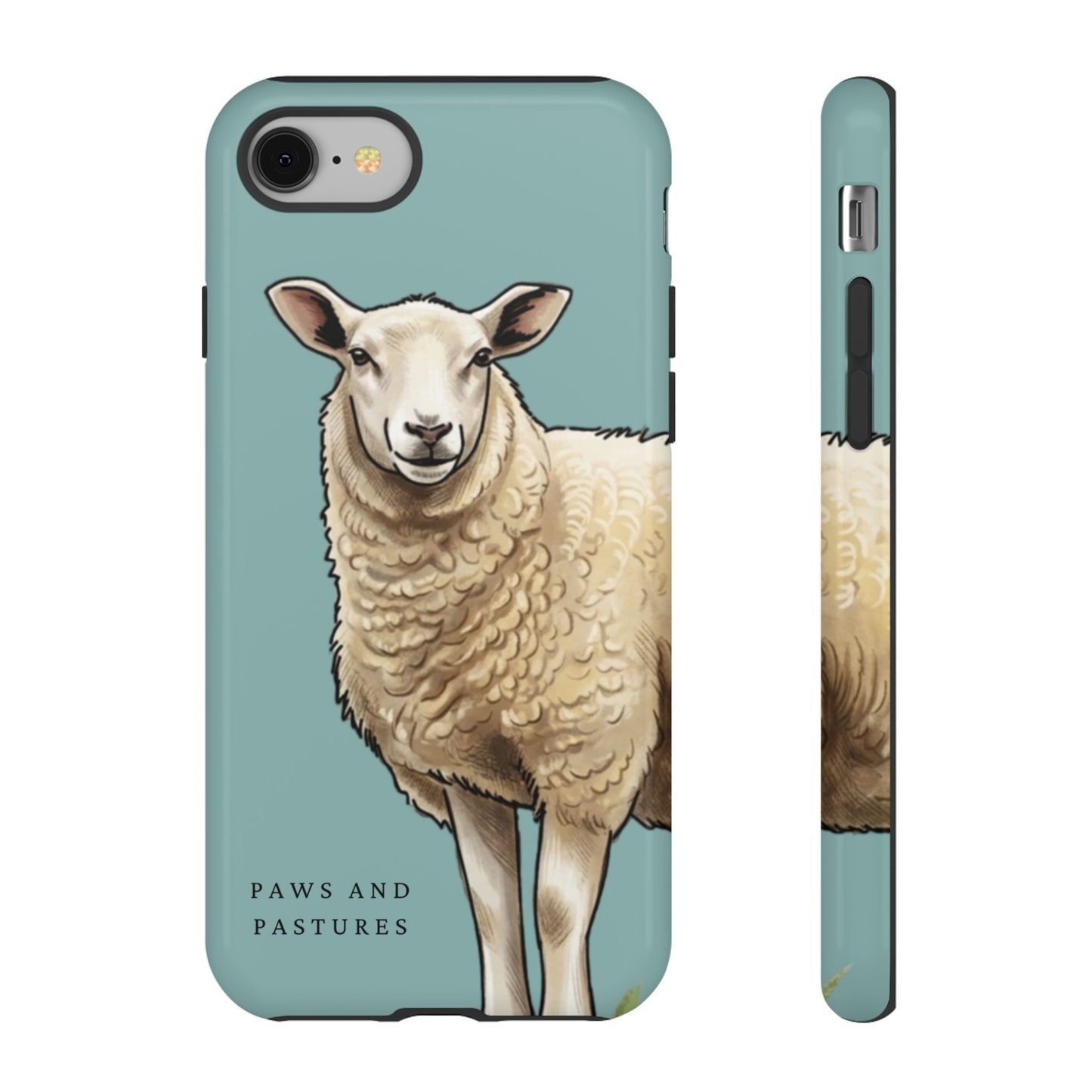 Teal Sheep Illustration Tough Phone Case