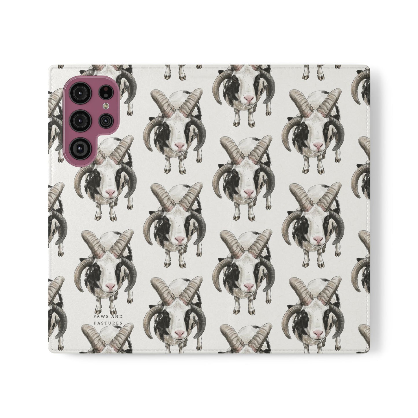 Jacob Sheep Pattern Flip Phone Case — Cute Farm Animal Wallet Cover