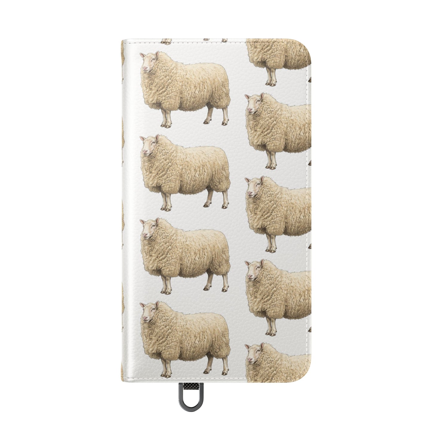 Cheviot Sheep Pattern Flip Phone Case – Cute Pastoral Wallet Cover with Card Slots