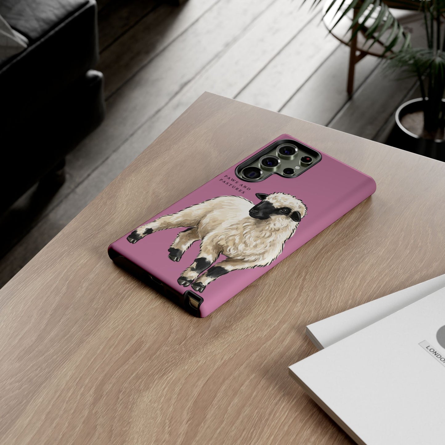 Pink Valais Blacknose Sheep Phone Case – 'Paws and Pastures' Cute Lamb Protective iPhone Cover
