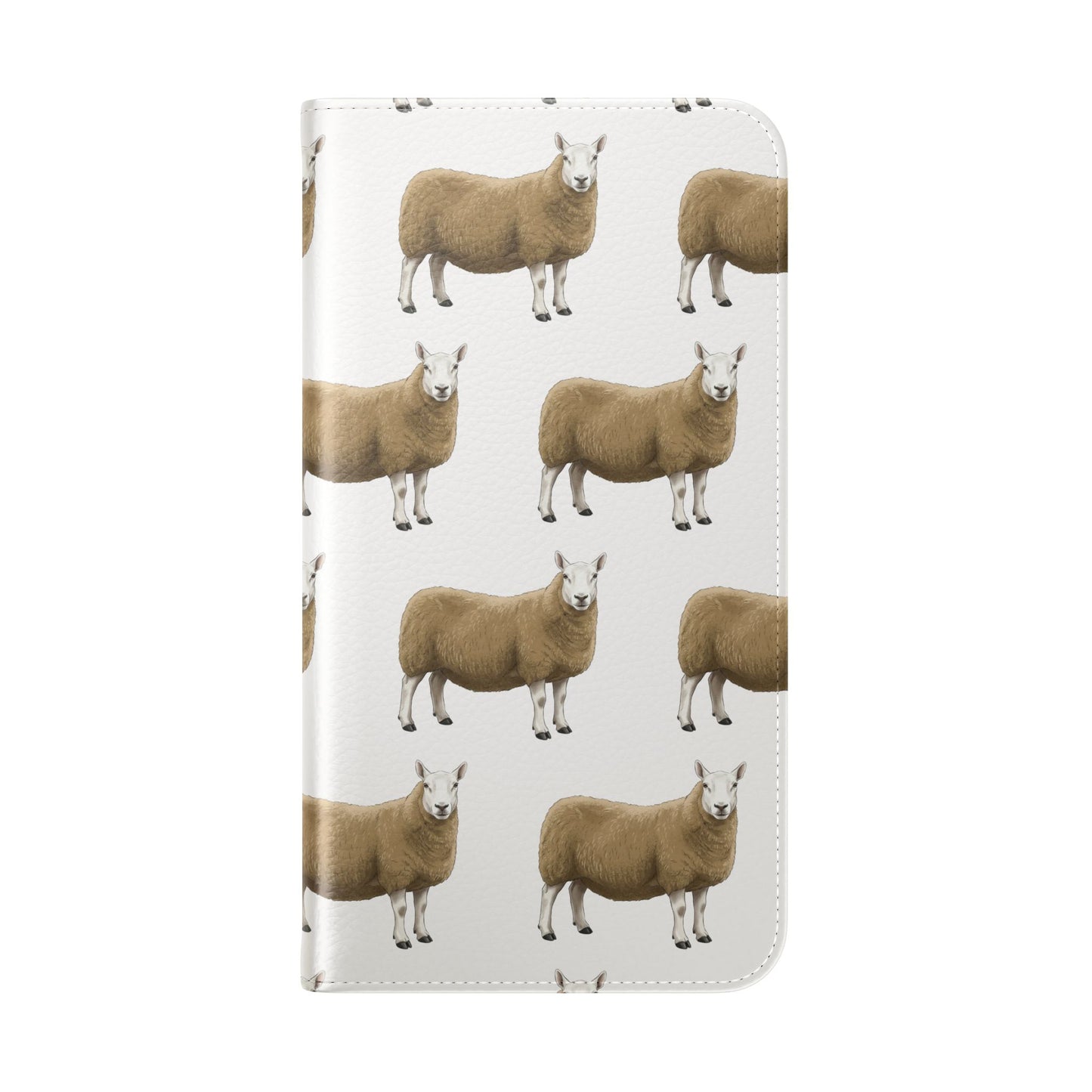Cheviot Sheep Pattern Flip Phone Case – Cute Pastoral Wallet Cover with Card Slots