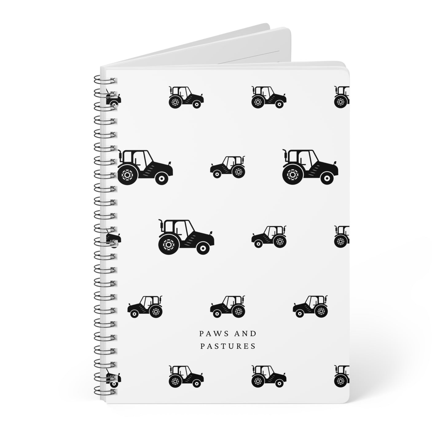 Tractor Pattern A5 Wirobound Notebook — "Paws and Pastures" Lined Journal