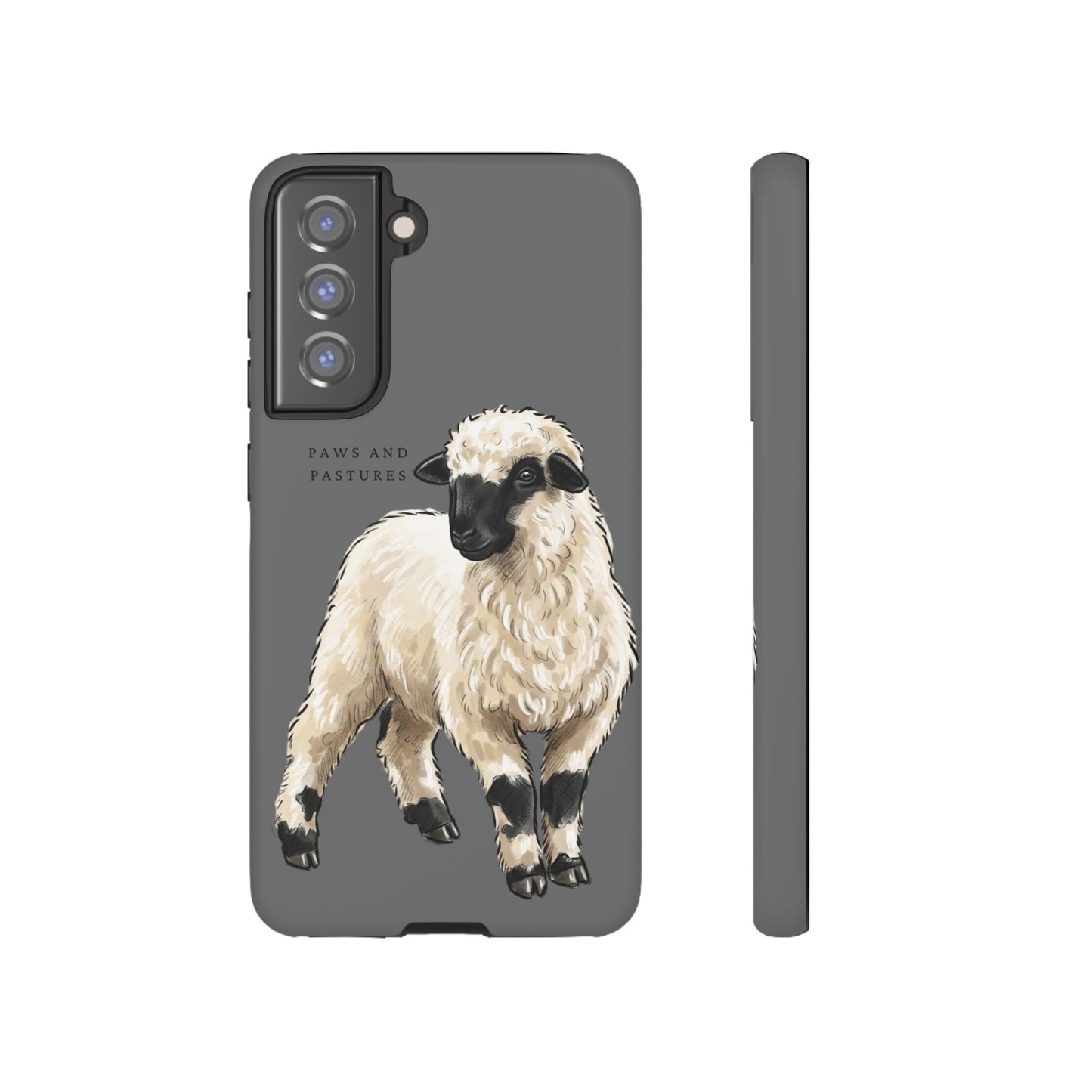 Grey Valais Blacknose Sheep Phone Case – 'Paws and Pastures' Cute Lamb Protective iPhone Cover