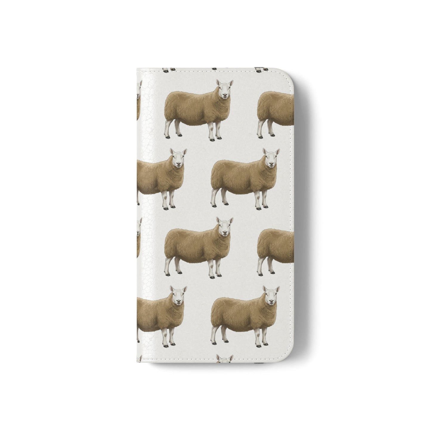 Cheviot Sheep Pattern Flip Phone Case – Cute Pastoral Wallet Cover with Card Slots