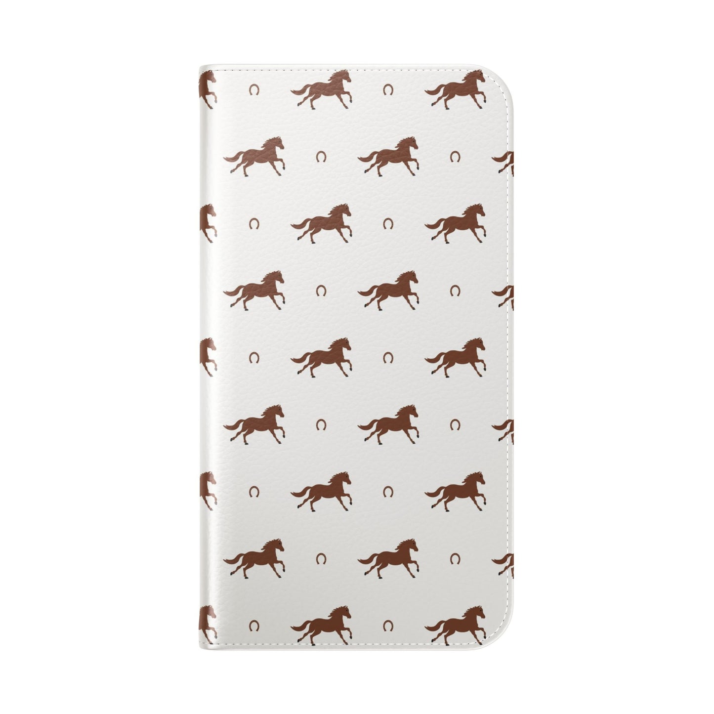 Horse Pattern Flip Case — Leather Wallet Phone Cover with Galloping Horses