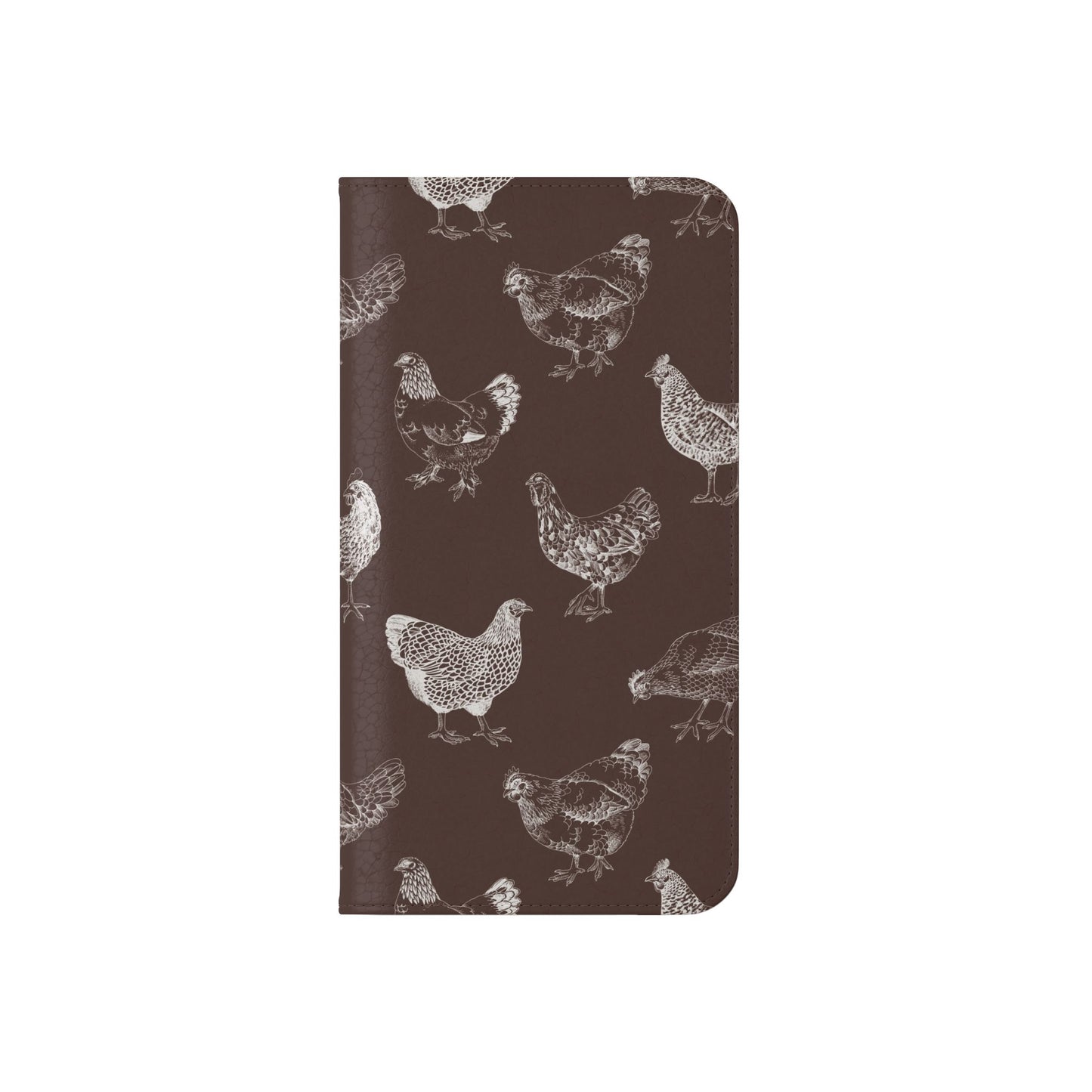 Chicken Pattern Flip Phone Case – Rustic Farmhouse Wallet Cover