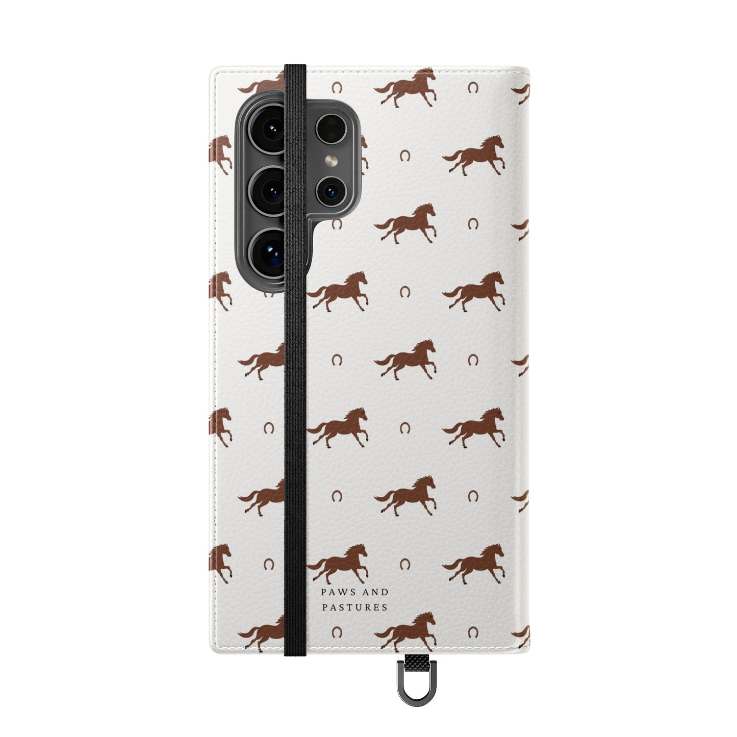 Horse Pattern Flip Case — Leather Wallet Phone Cover with Galloping Horses