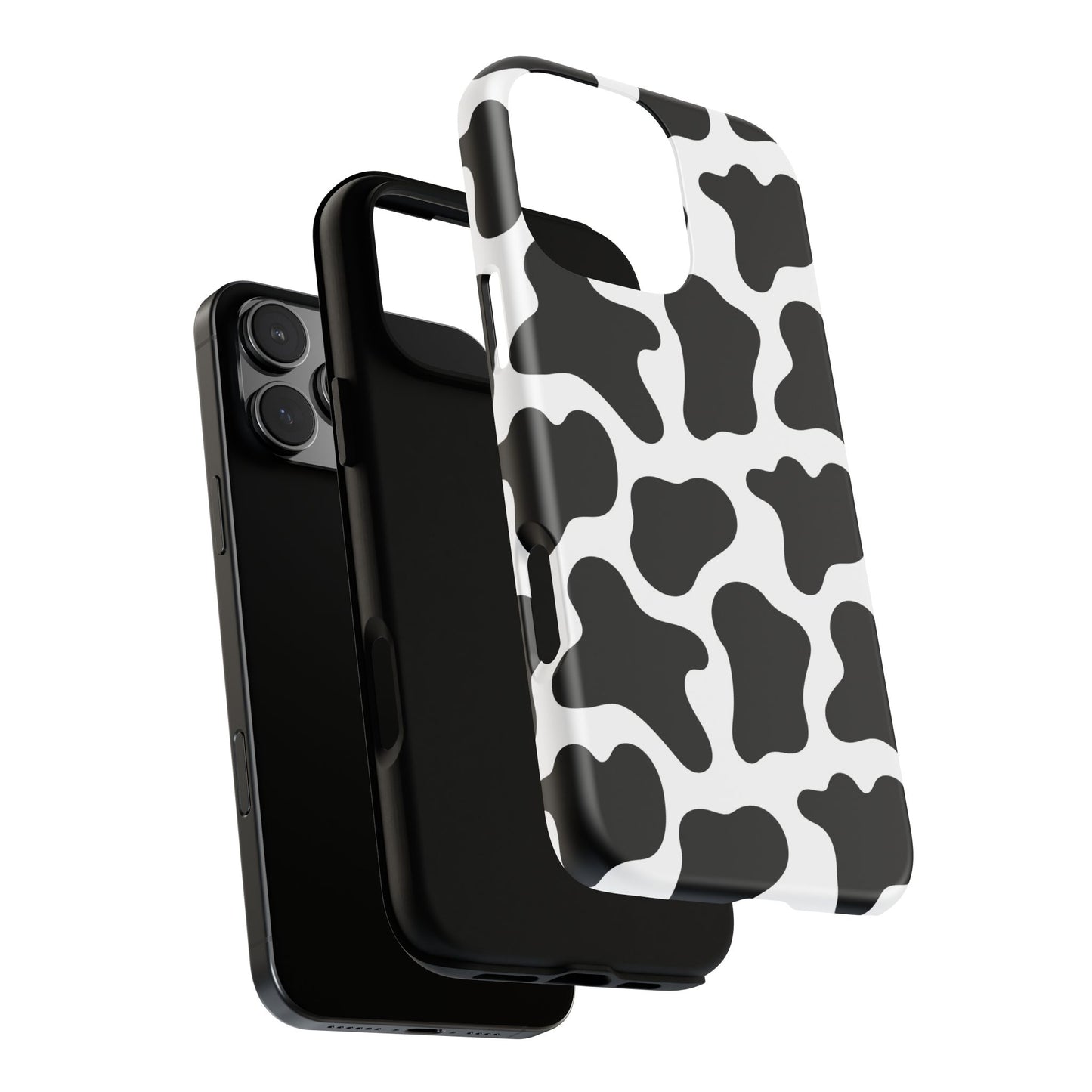 Cow Print Tough Phone Case — Black & White Protective Phone Cover