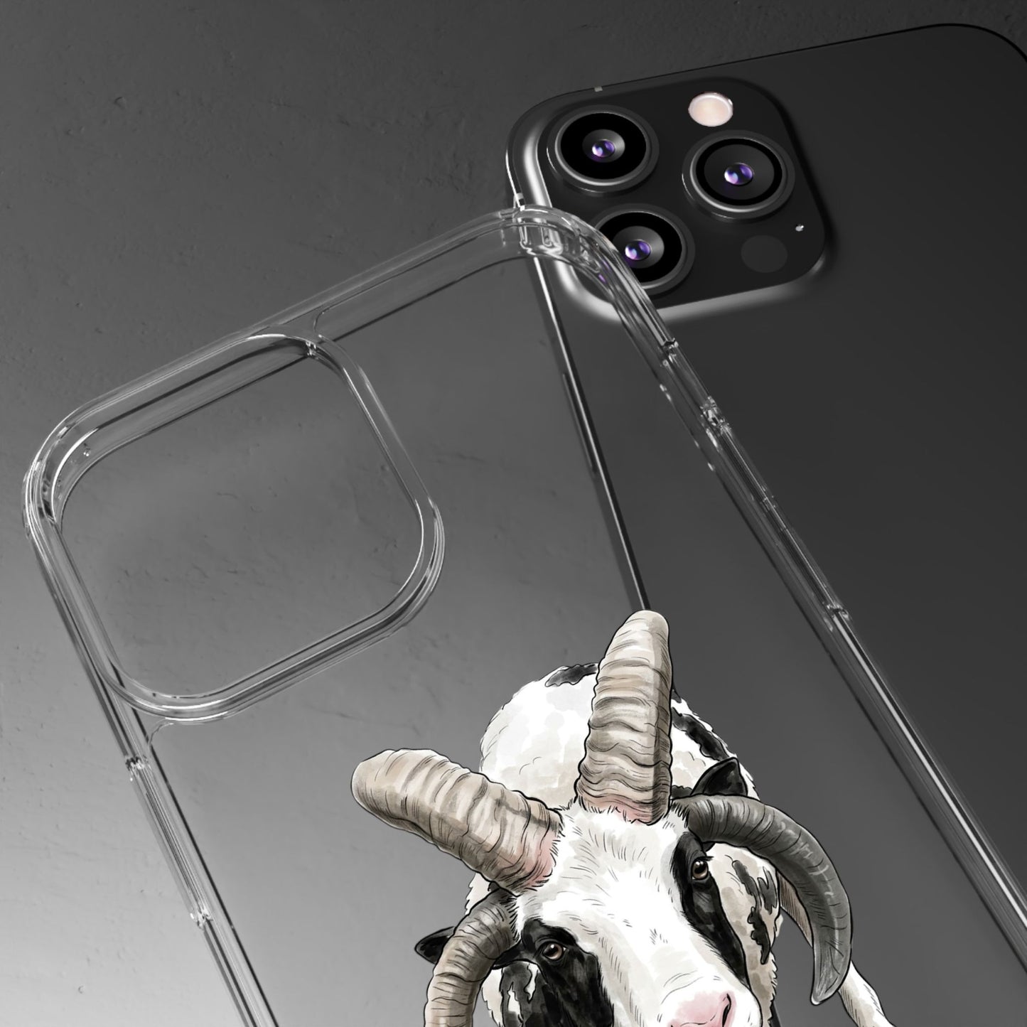 Jacob Sheep Clear Phone Case — Cute Goat Illustration Clear Case for Sheep Lovers