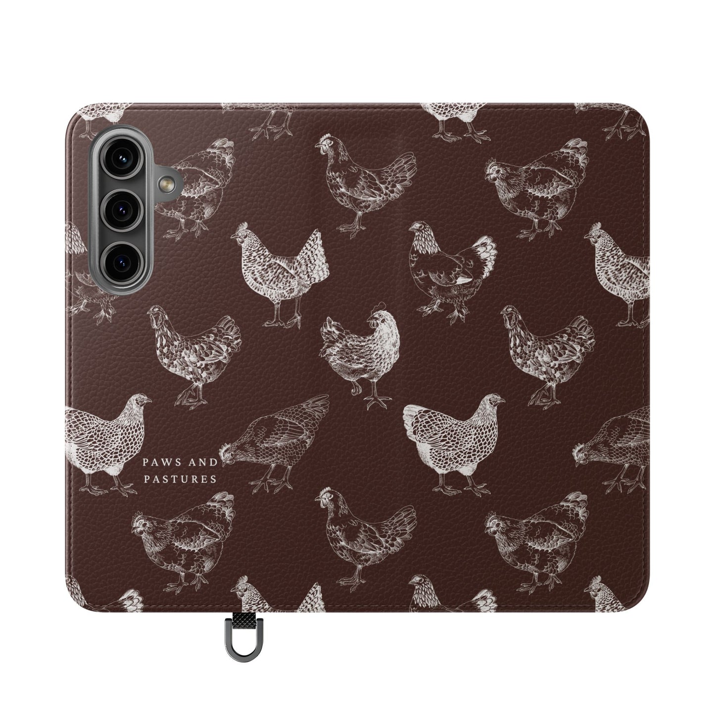 Chicken Pattern Flip Phone Case – Rustic Farmhouse Wallet Cover