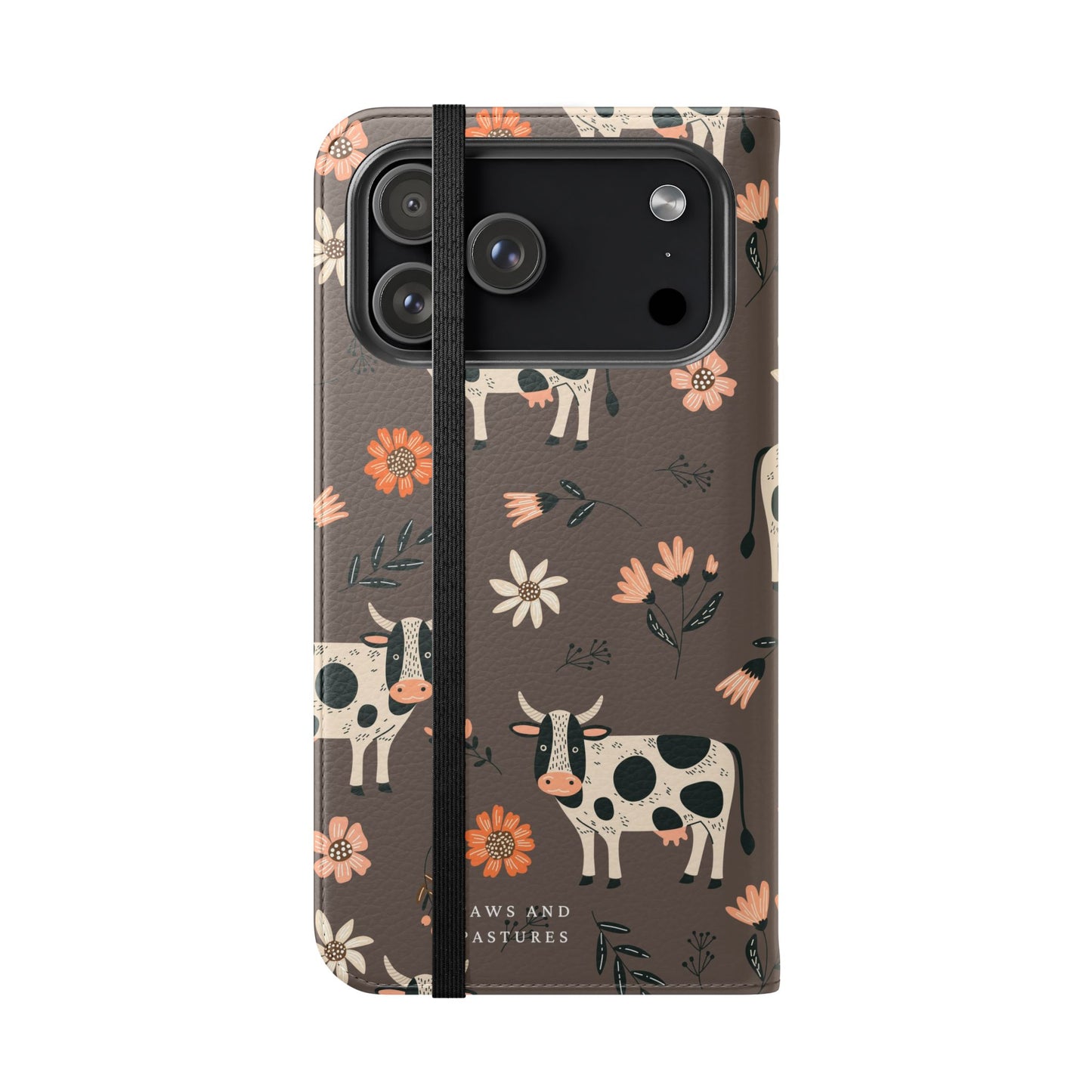 Cow Floral Flip Phone Case – Folklore Farm Pattern Wallet Case