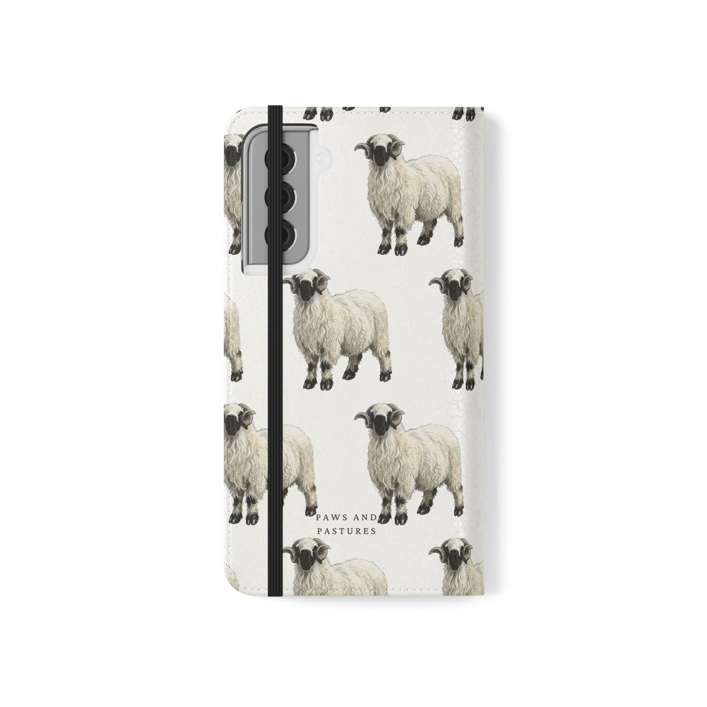 Valais Blacknose Sheep Pattern Flip Phone Case – Cute Farm Animal Wallet Cover