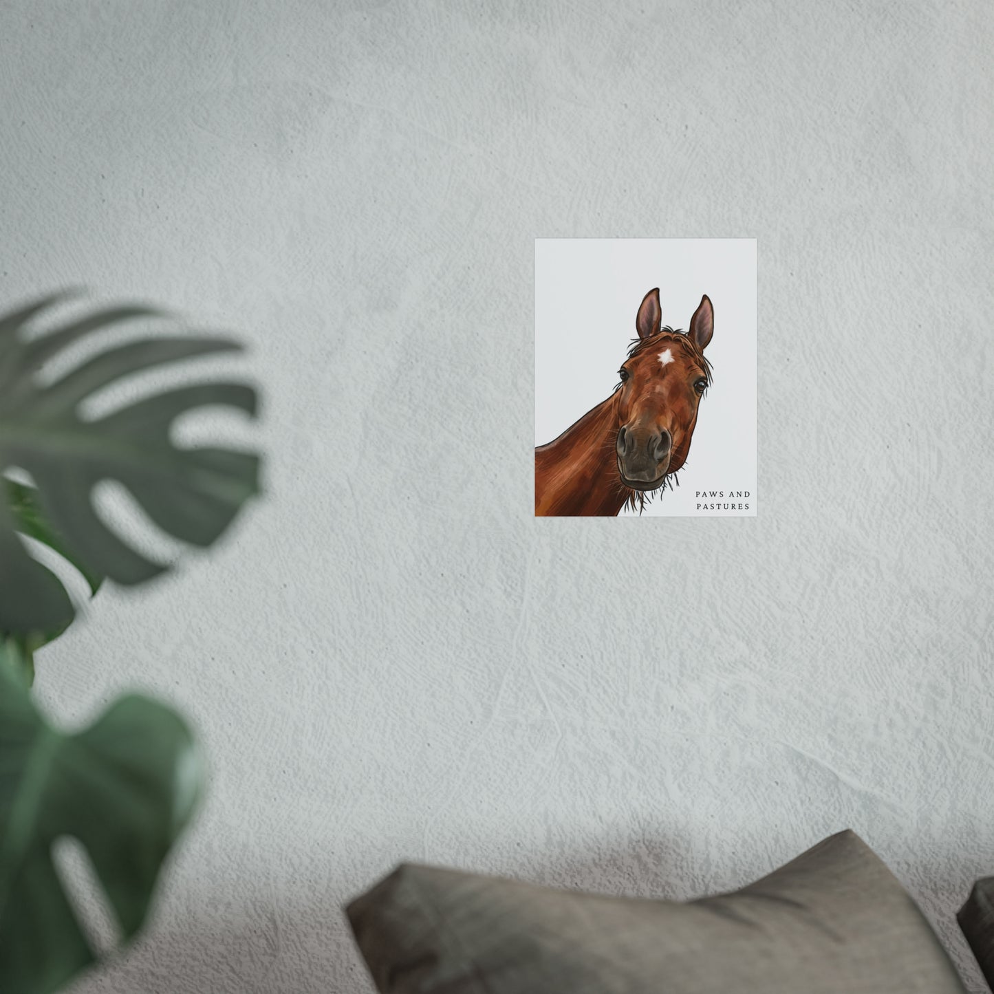Horse Portrait Fine Art Poster — 'Paws and Pastures' Rustic Equestrian Wall Art