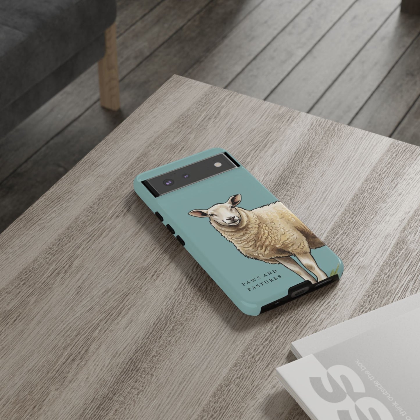 Teal Sheep Illustration Tough Phone Case