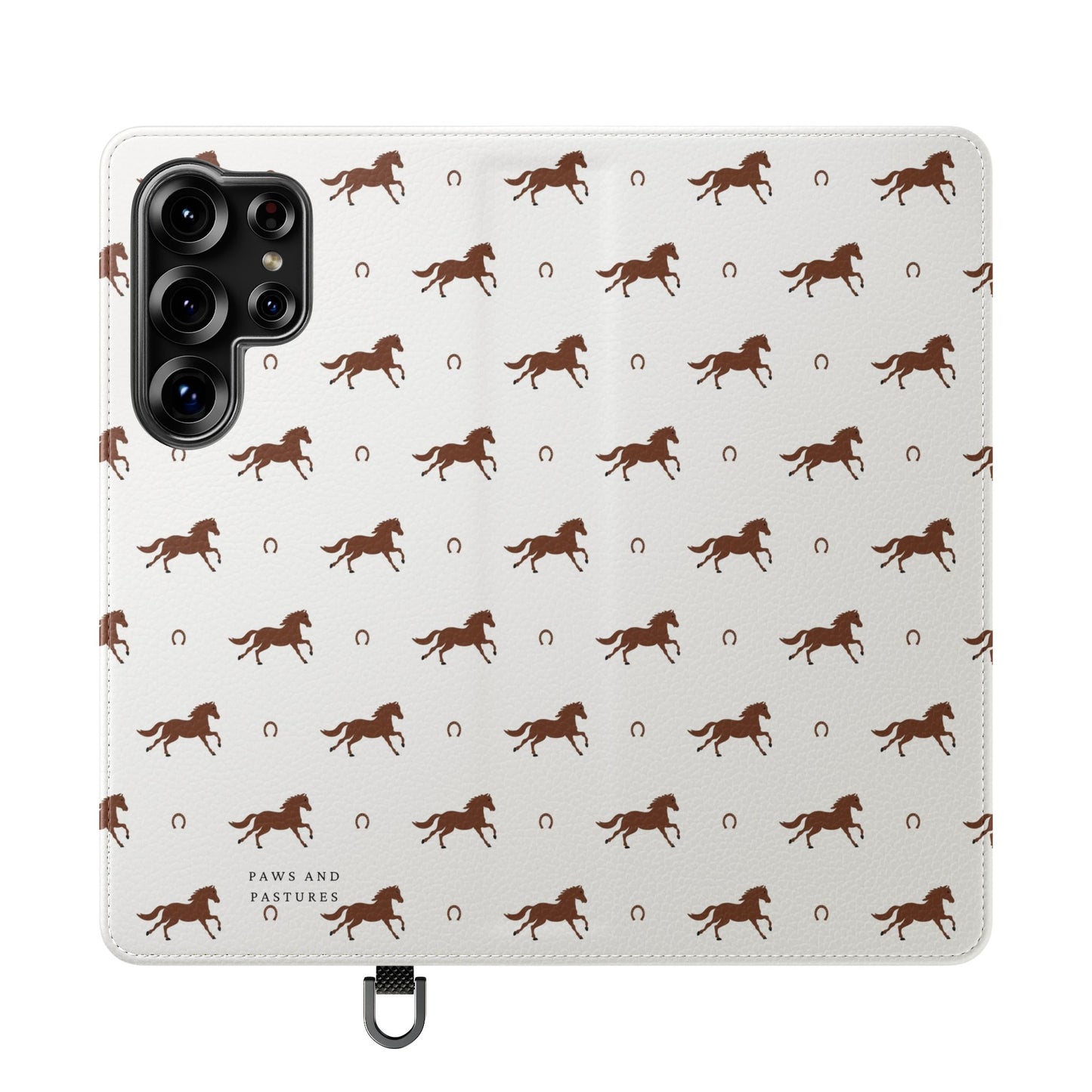 Horse Pattern Flip Case — Leather Wallet Phone Cover with Galloping Horses