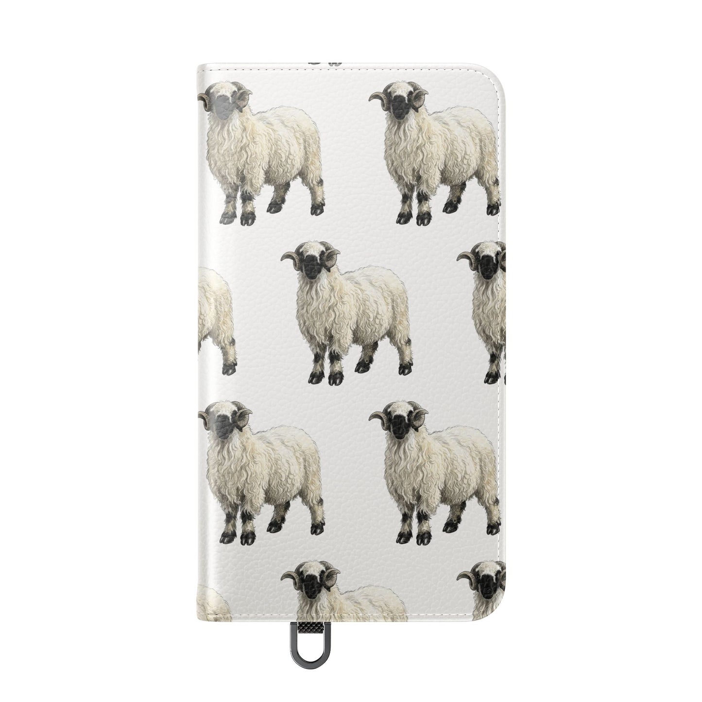 Valais Blacknose Sheep Pattern Flip Phone Case – Cute Farm Animal Wallet Cover