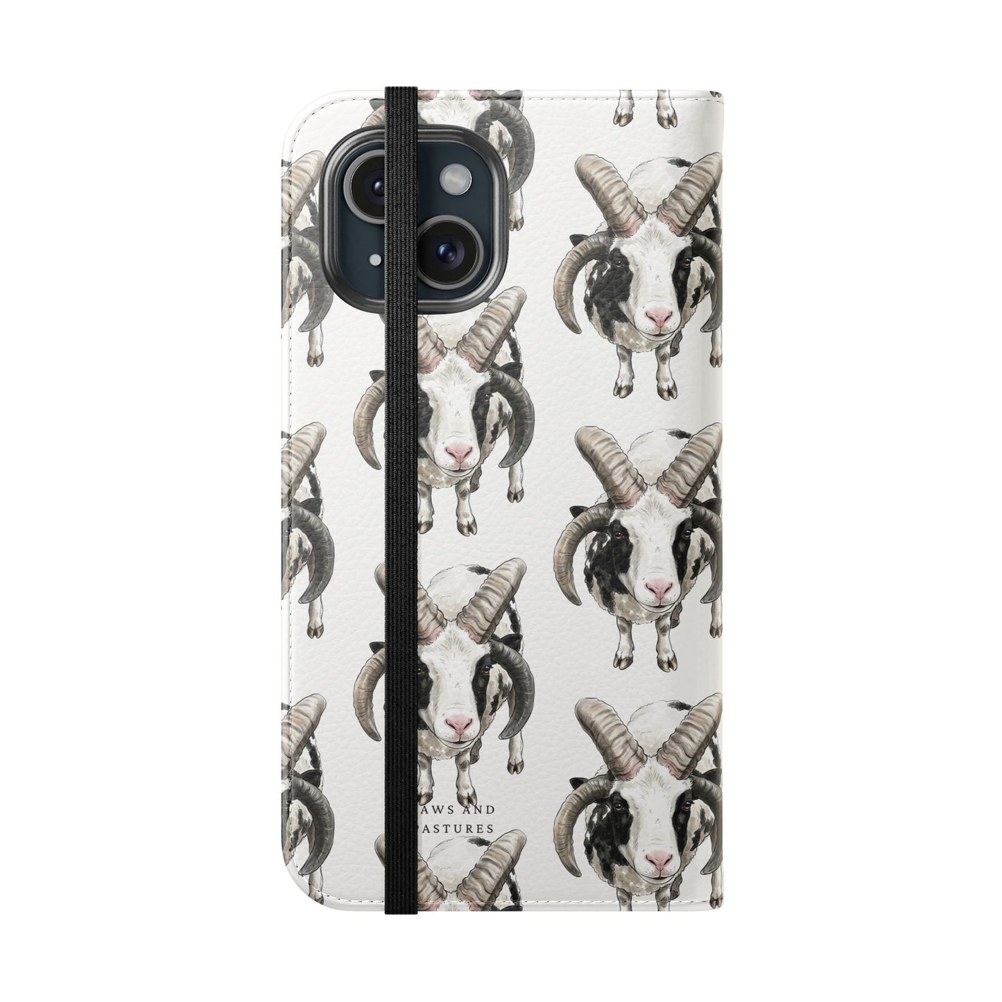 Jacob Sheep Pattern Flip Phone Case — Cute Farm Animal Wallet Cover