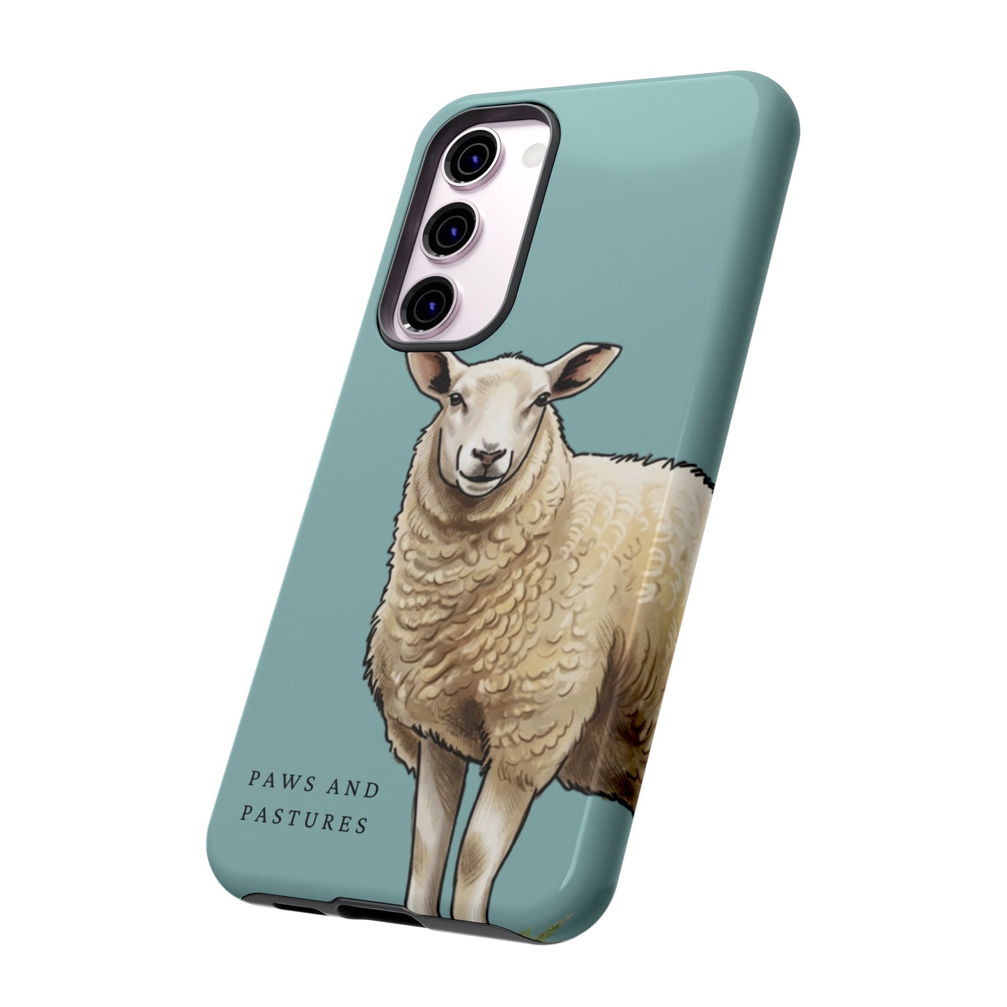 Teal Sheep Illustration Tough Phone Case