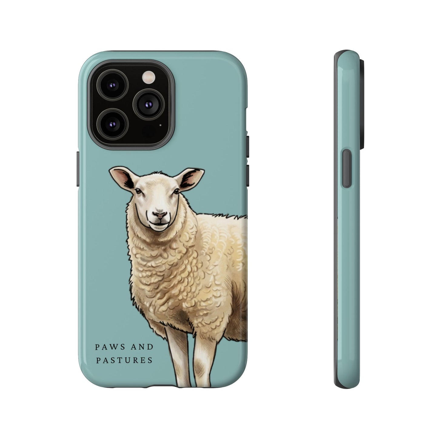 Teal Sheep Illustration Tough Phone Case
