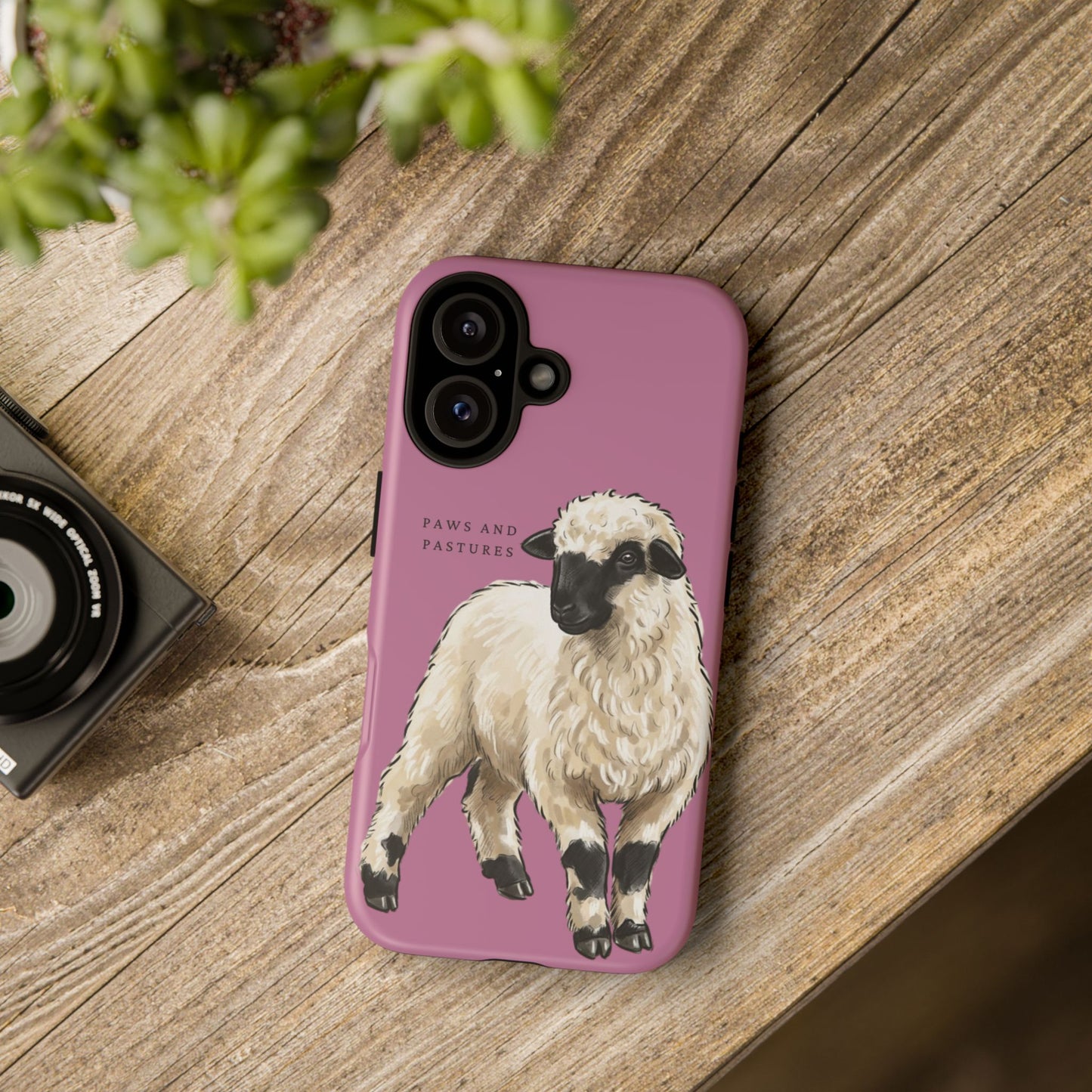Pink Valais Blacknose Sheep Phone Case – 'Paws and Pastures' Cute Lamb Protective iPhone Cover