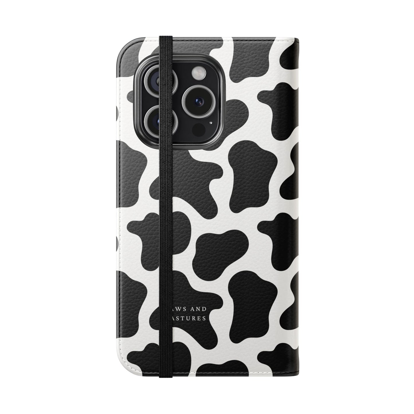 Cow Print Flip Phone Case — Black & White Wallet Flip Case
