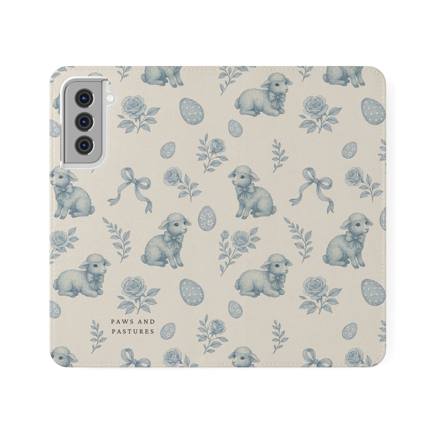 Flip Case — Pastel Blue Easter Lamb Pattern Phone Wallet