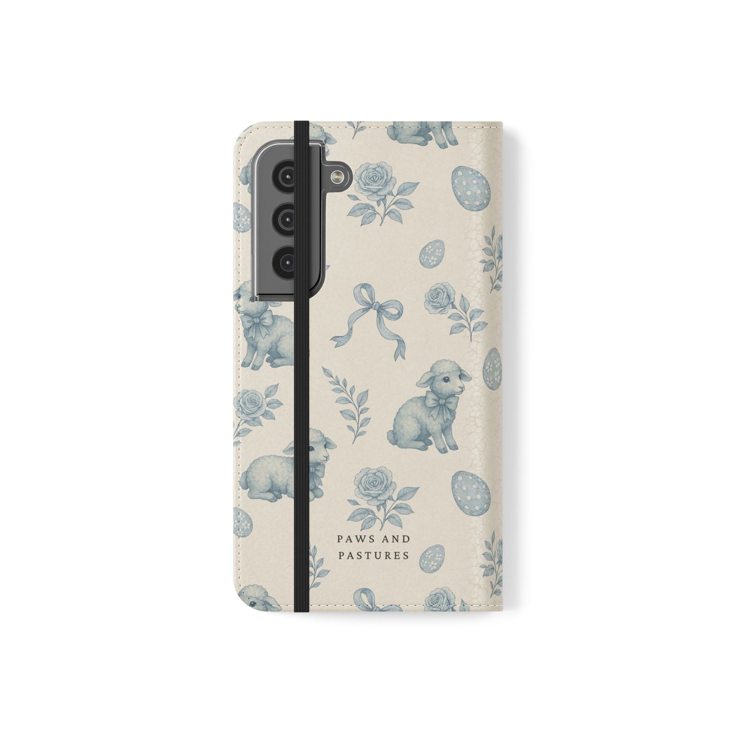 Flip Case — Pastel Blue Easter Lamb Pattern Phone Wallet
