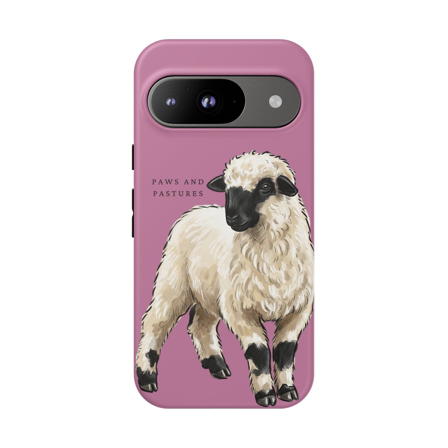 Pink Valais Blacknose Sheep Phone Case – 'Paws and Pastures' Cute Lamb Protective iPhone Cover