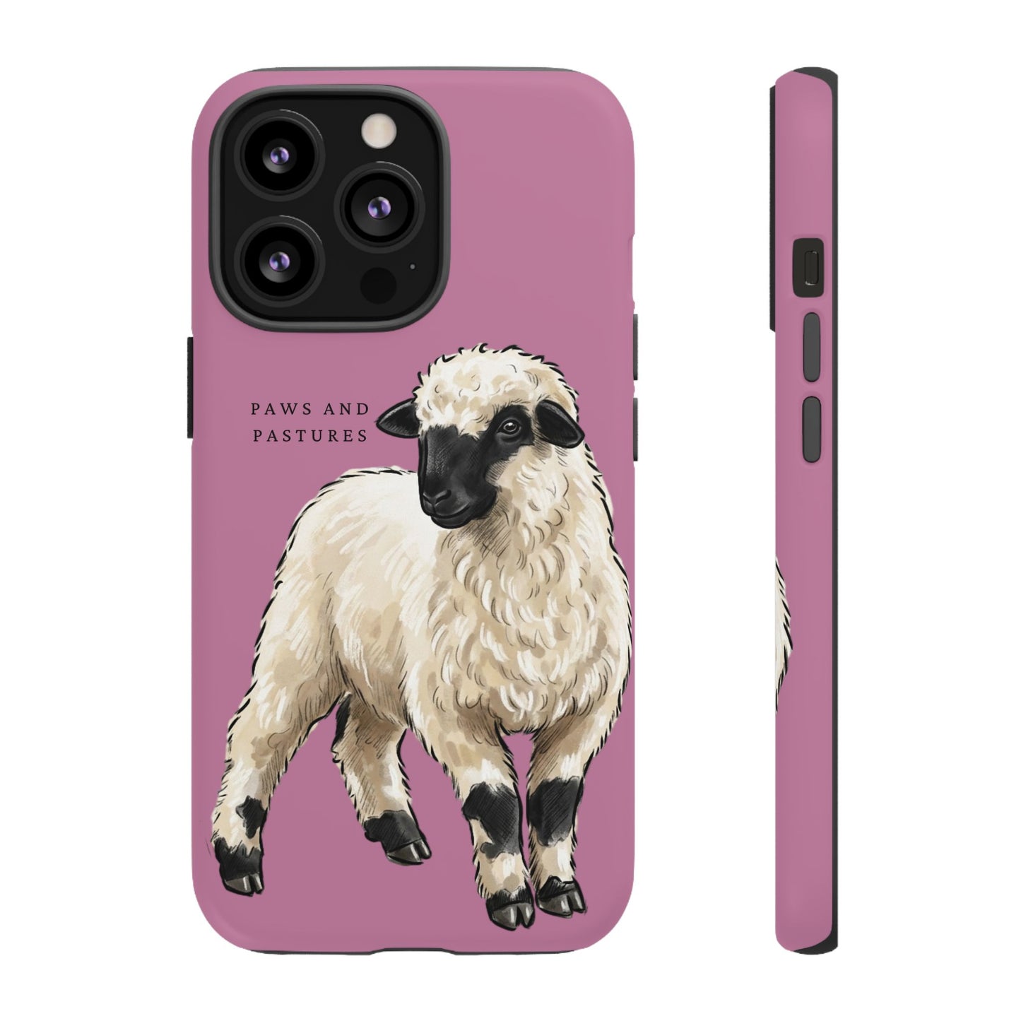 Pink Valais Blacknose Sheep Phone Case – 'Paws and Pastures' Cute Lamb Protective iPhone Cover