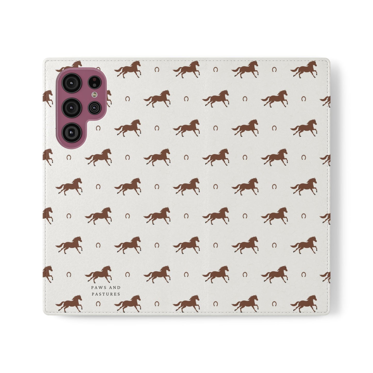 Horse Pattern Flip Case — Leather Wallet Phone Cover with Galloping Horses