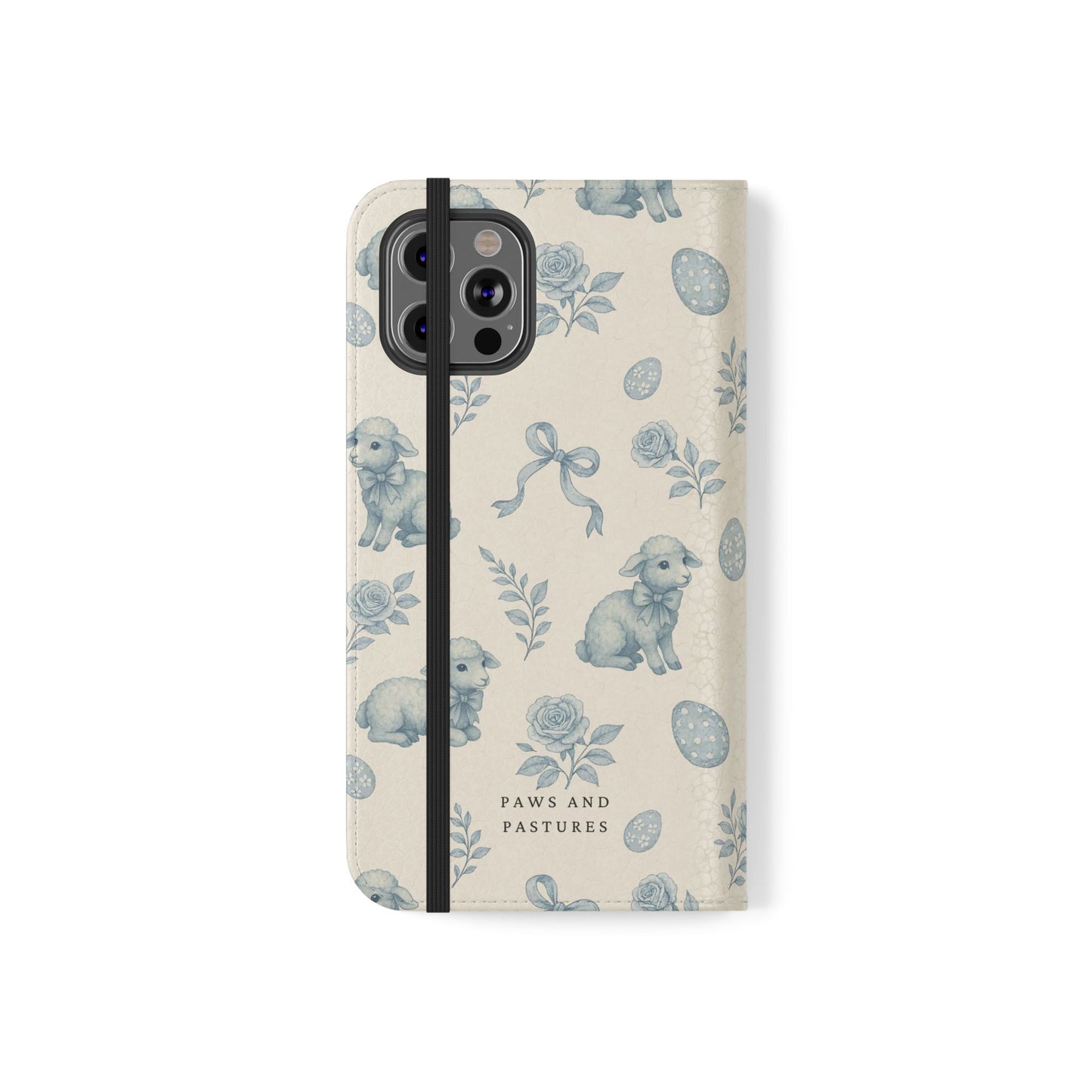 Flip Case — Pastel Blue Easter Lamb Pattern Phone Wallet