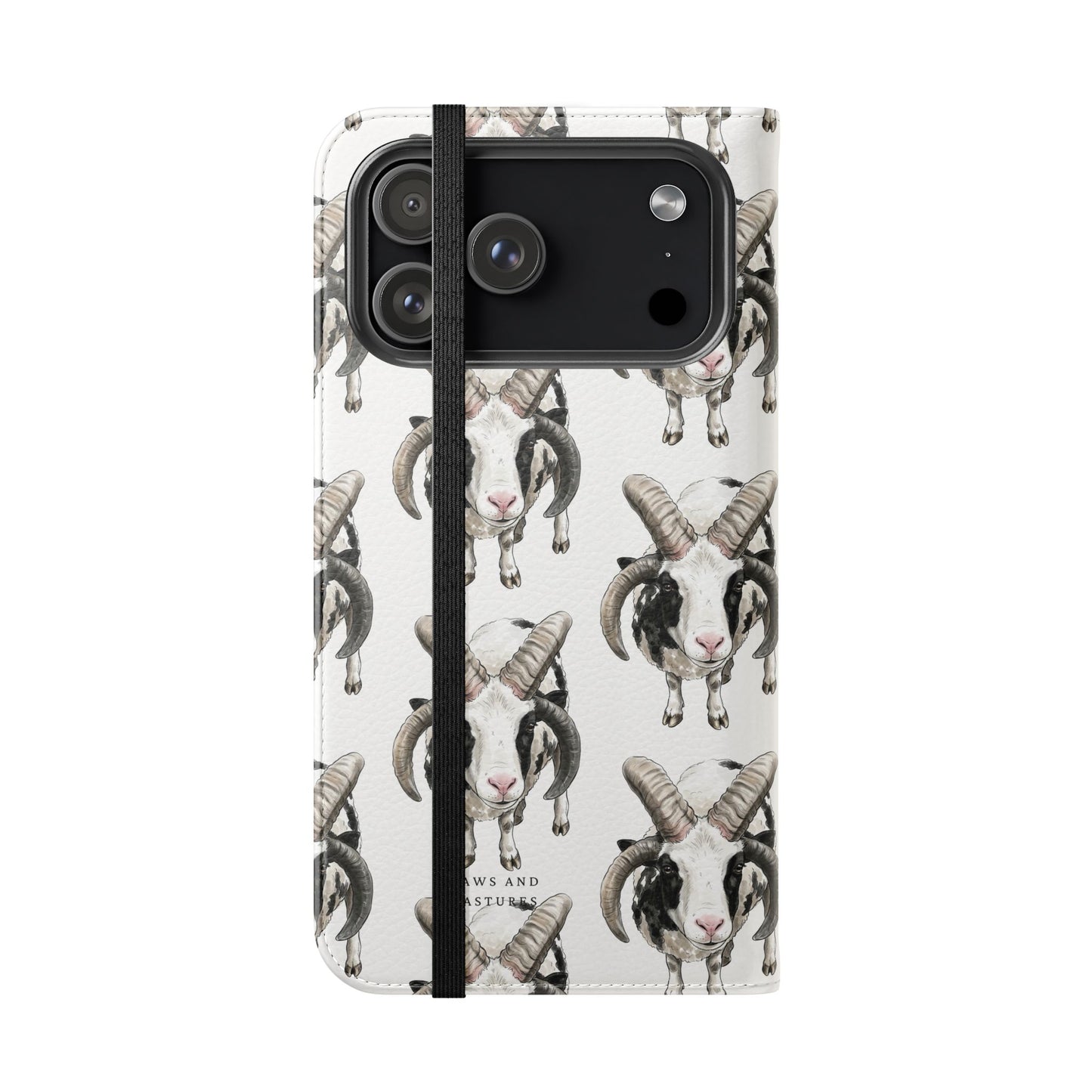 Jacob Sheep Pattern Flip Phone Case — Cute Farm Animal Wallet Cover