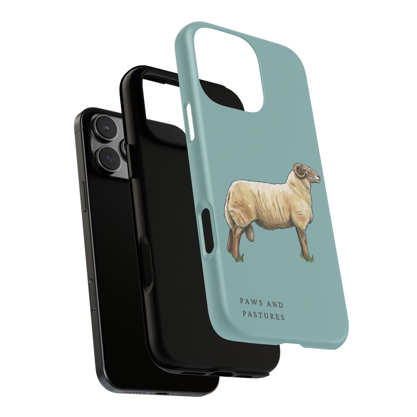 Teal Radnor Sheep Illustration Tough Phone Case — Paws and Pastures Farm Animal iPhone Cover