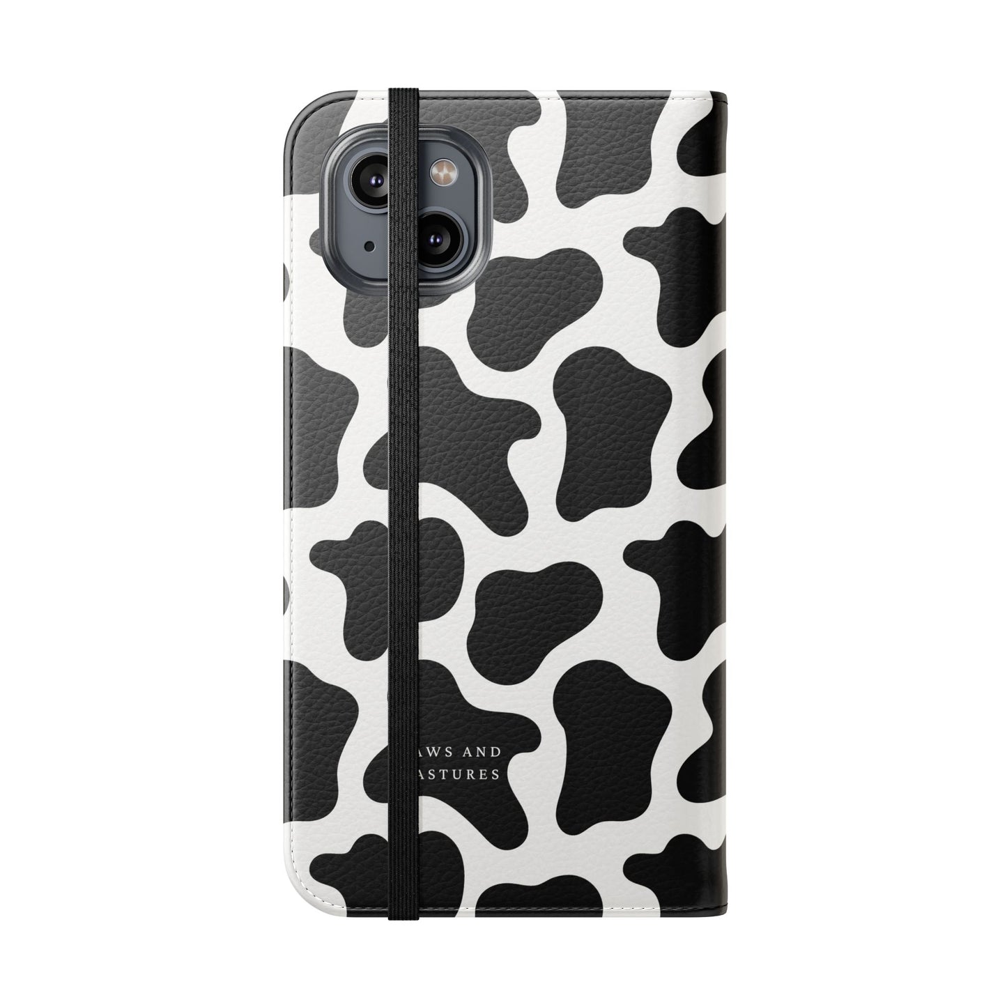 Cow Print Flip Phone Case — Black & White Wallet Flip Case