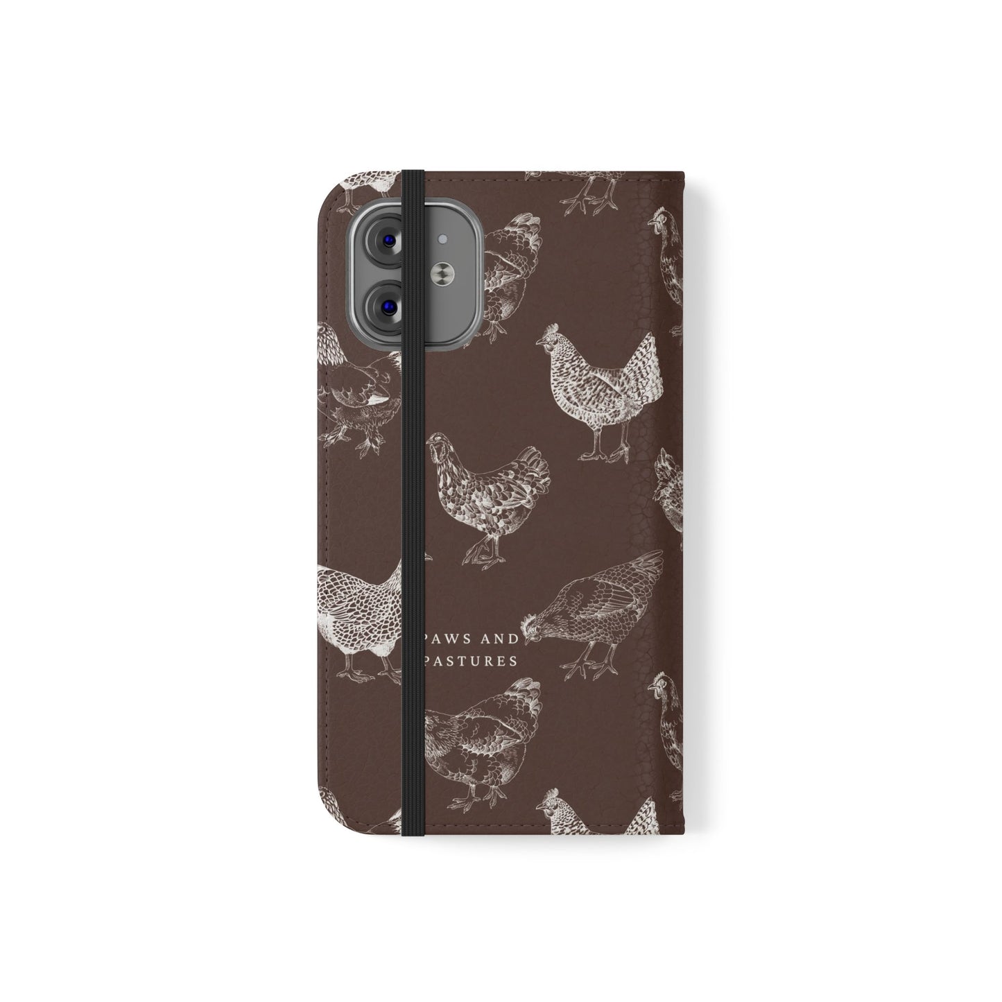 Chicken Pattern Flip Phone Case – Rustic Farmhouse Wallet Cover