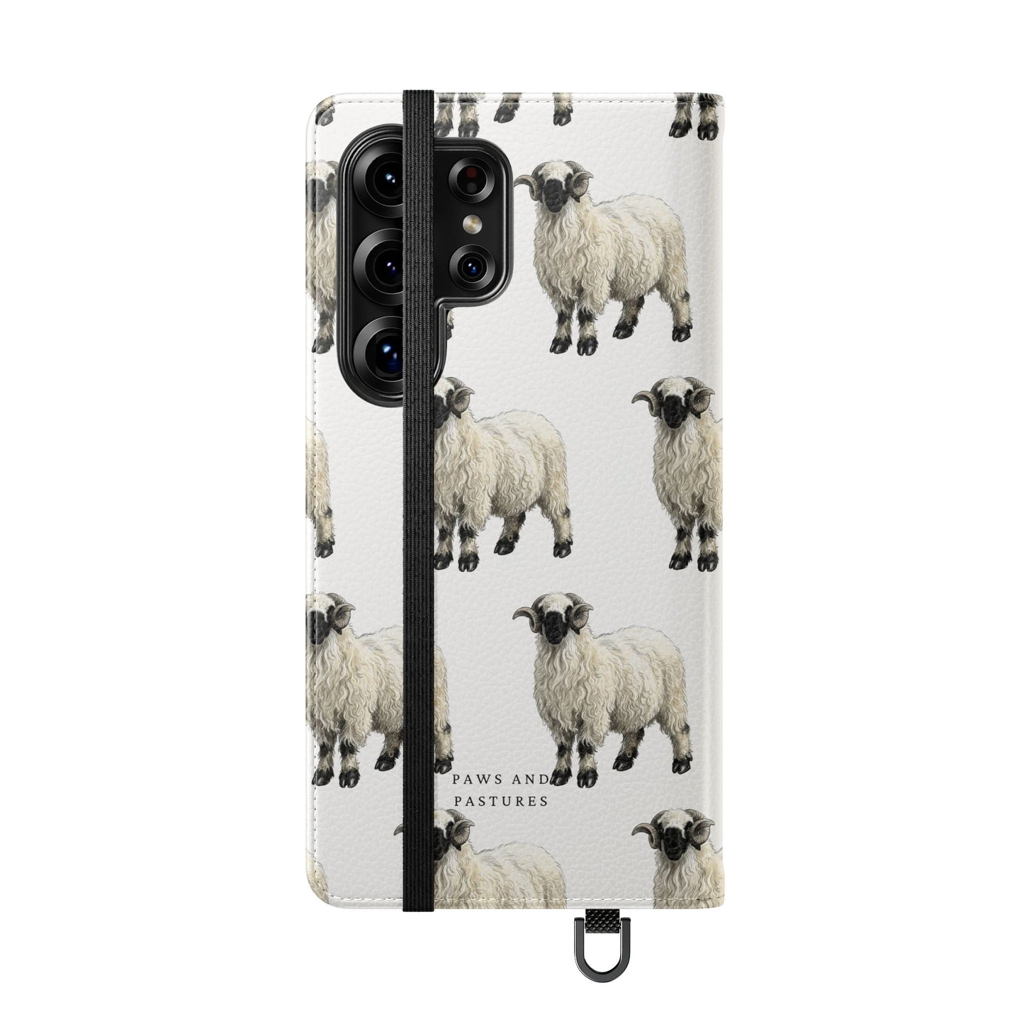 Valais Blacknose Sheep Pattern Flip Phone Case – Cute Farm Animal Wallet Cover