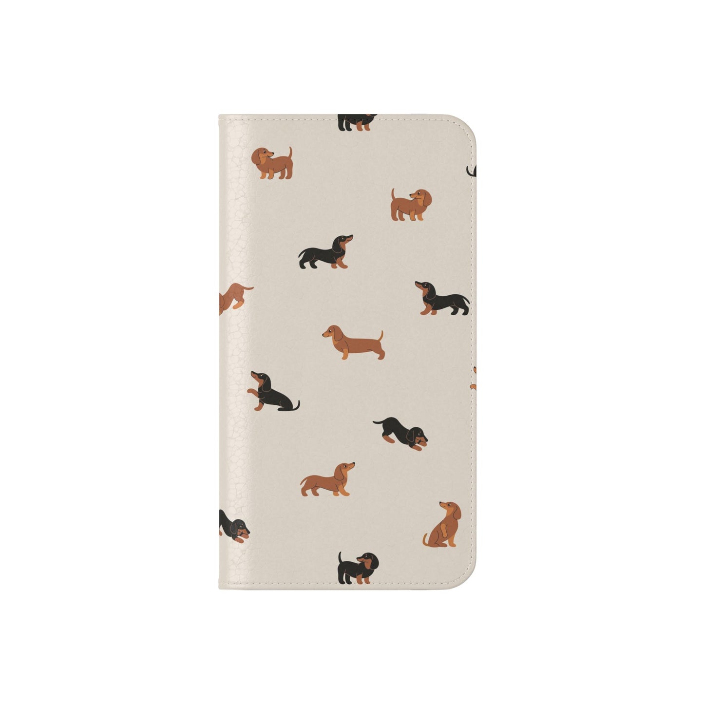 Dachshund Pattern Flip Phone Case — Wallet Folio with Card Slots