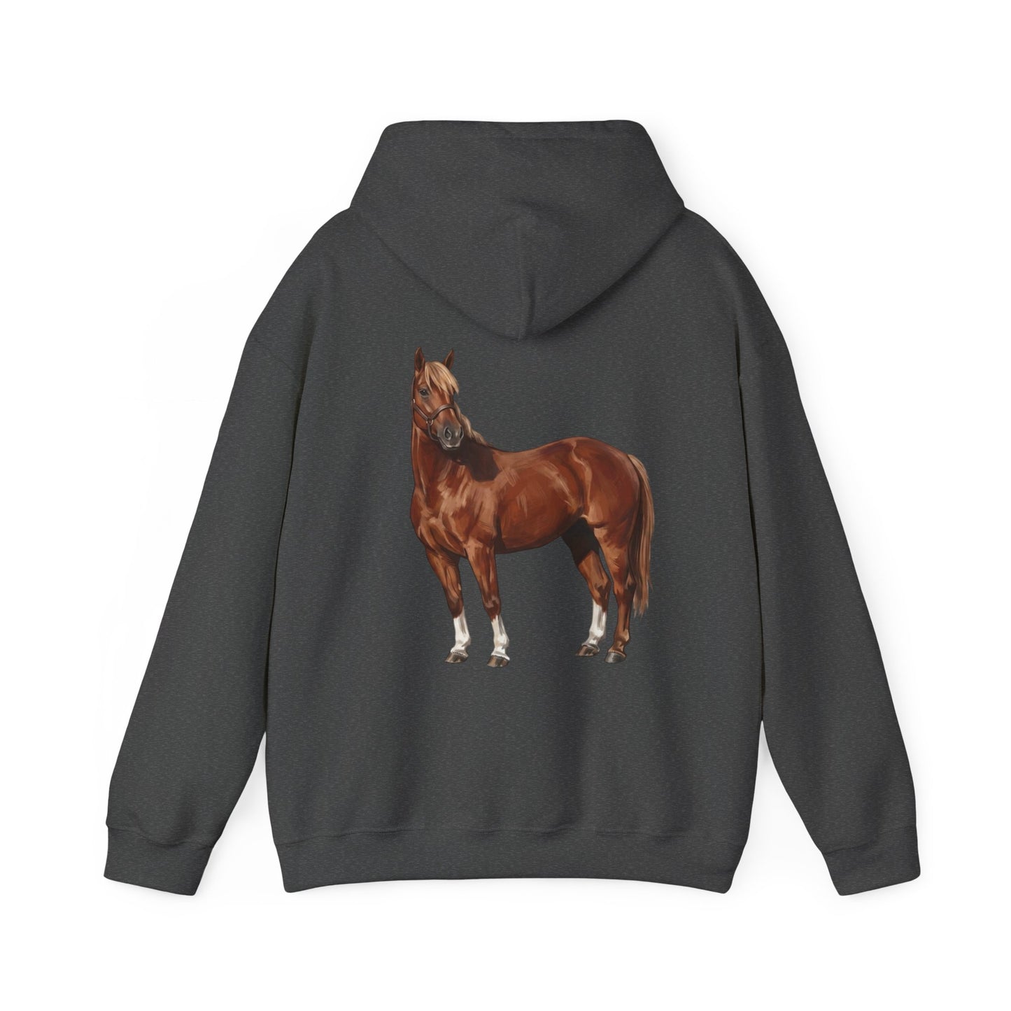Horse Graphic Hoodie – Realistic Chestnut Stallion Back Print