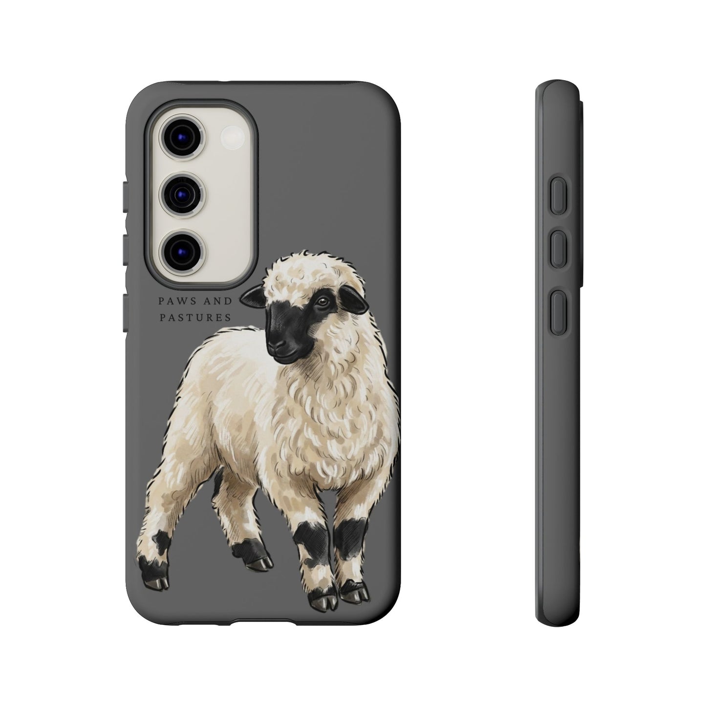 Grey Valais Blacknose Sheep Phone Case – 'Paws and Pastures' Cute Lamb Protective iPhone Cover