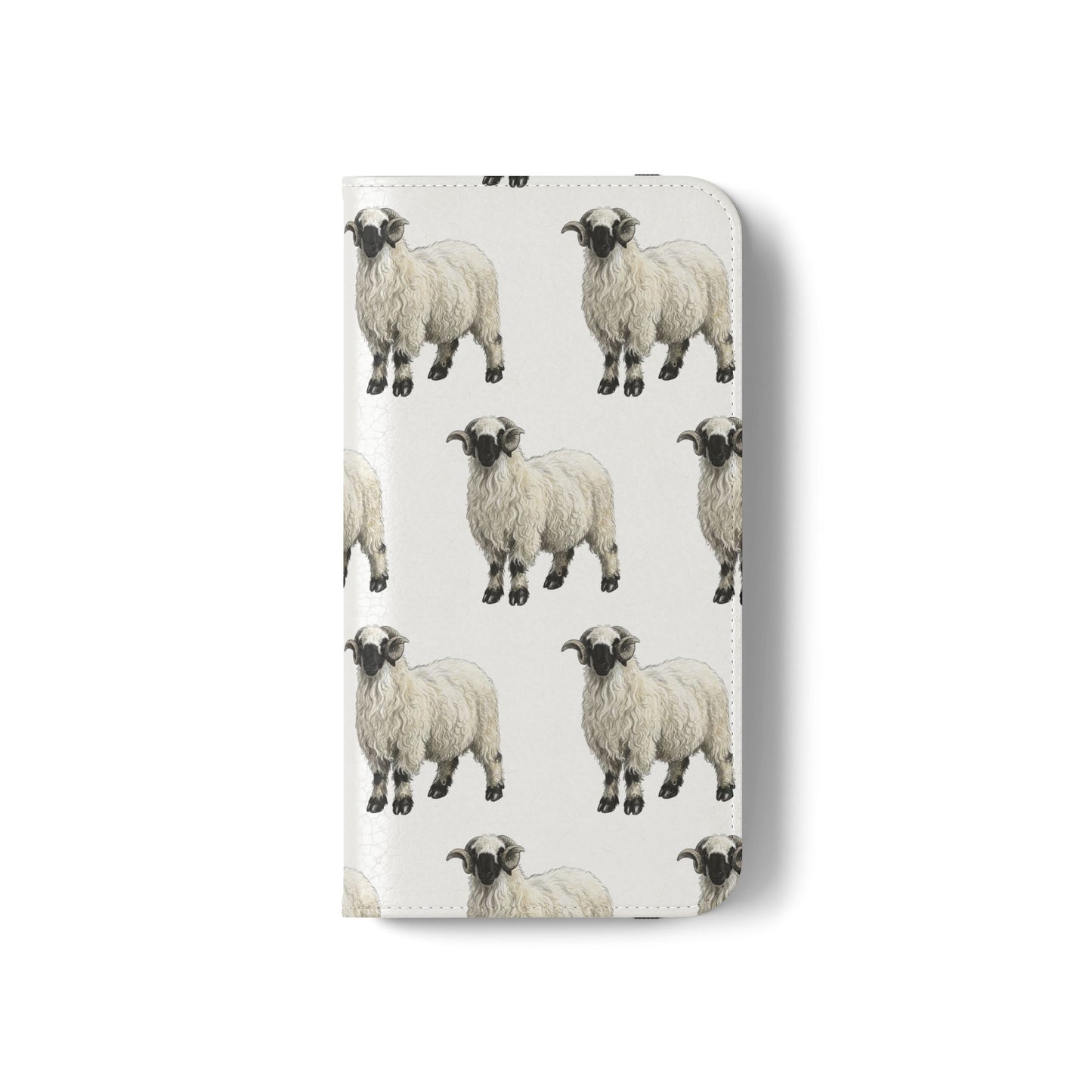 Valais Blacknose Sheep Pattern Flip Phone Case – Cute Farm Animal Wallet Cover