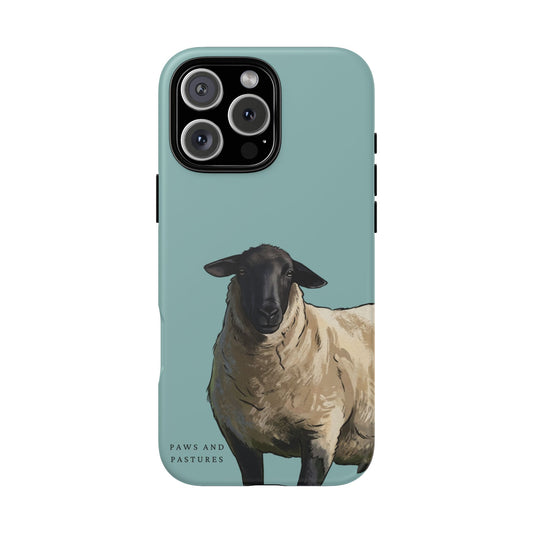Teal Suffolk Sheep Phone Case — Paws and Pastures Rustic Farm Animal iPhone Cover