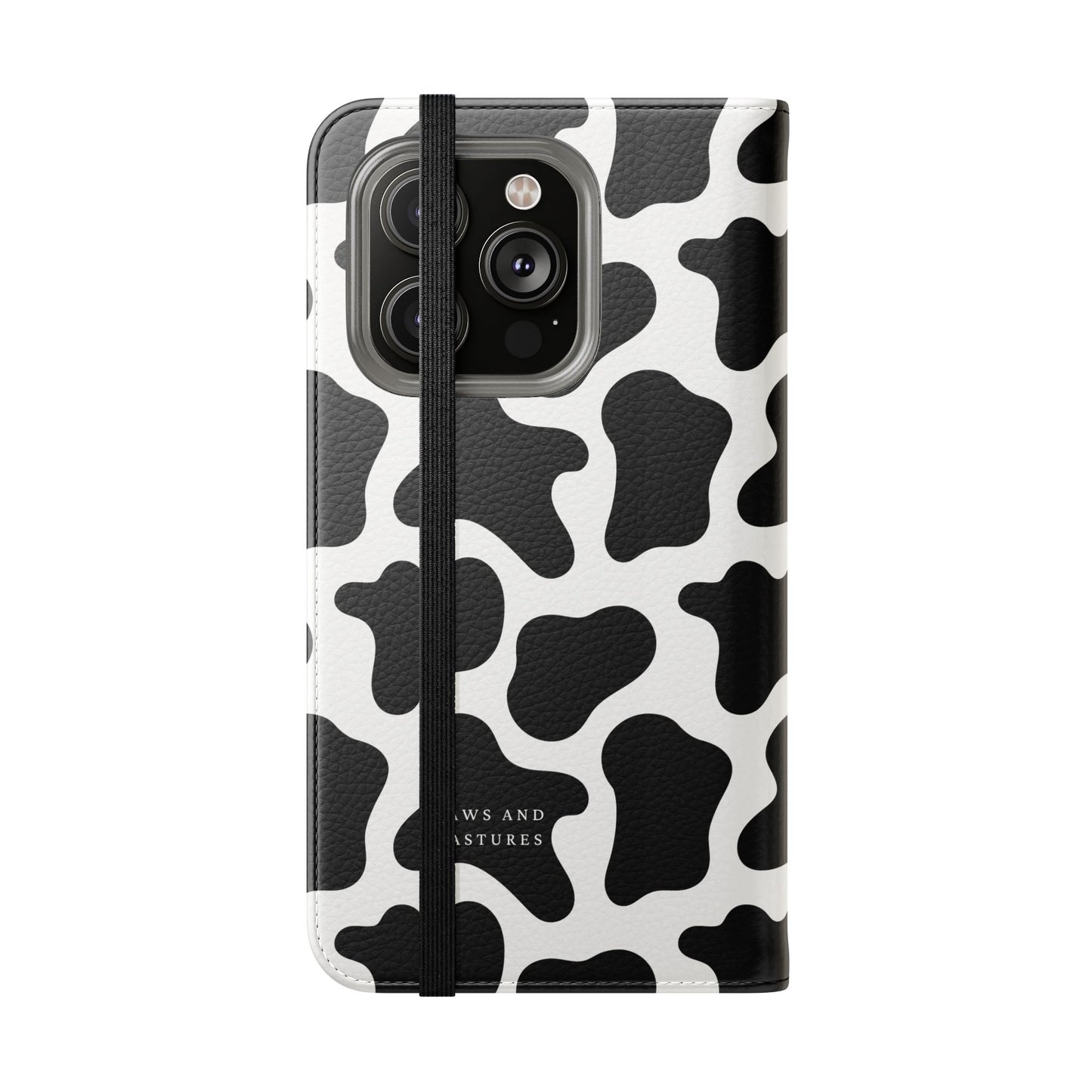 Cow Print Flip Phone Case — Black & White Wallet Flip Case