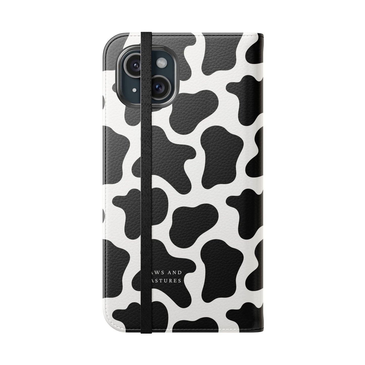 Cow Print Flip Phone Case — Black & White Wallet Flip Case