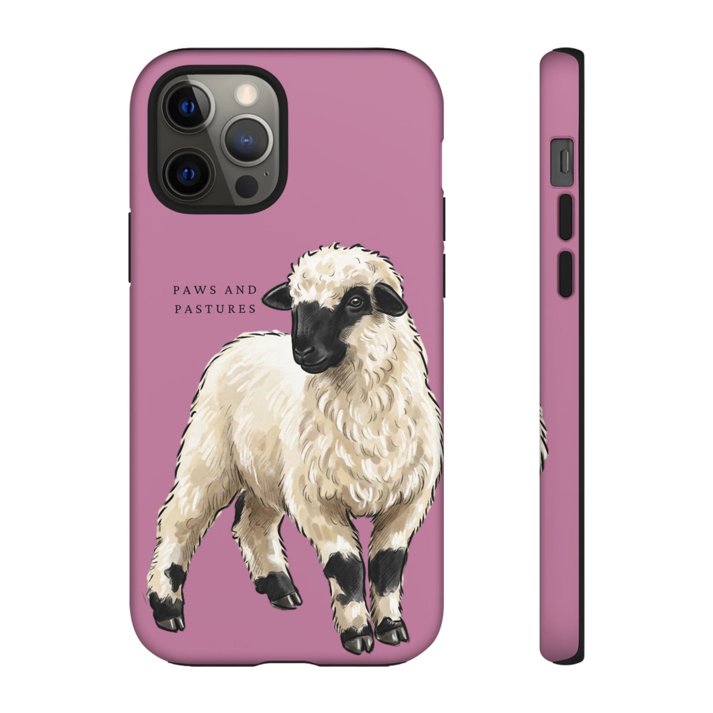 Pink Valais Blacknose Sheep Phone Case – 'Paws and Pastures' Cute Lamb Protective iPhone Cover