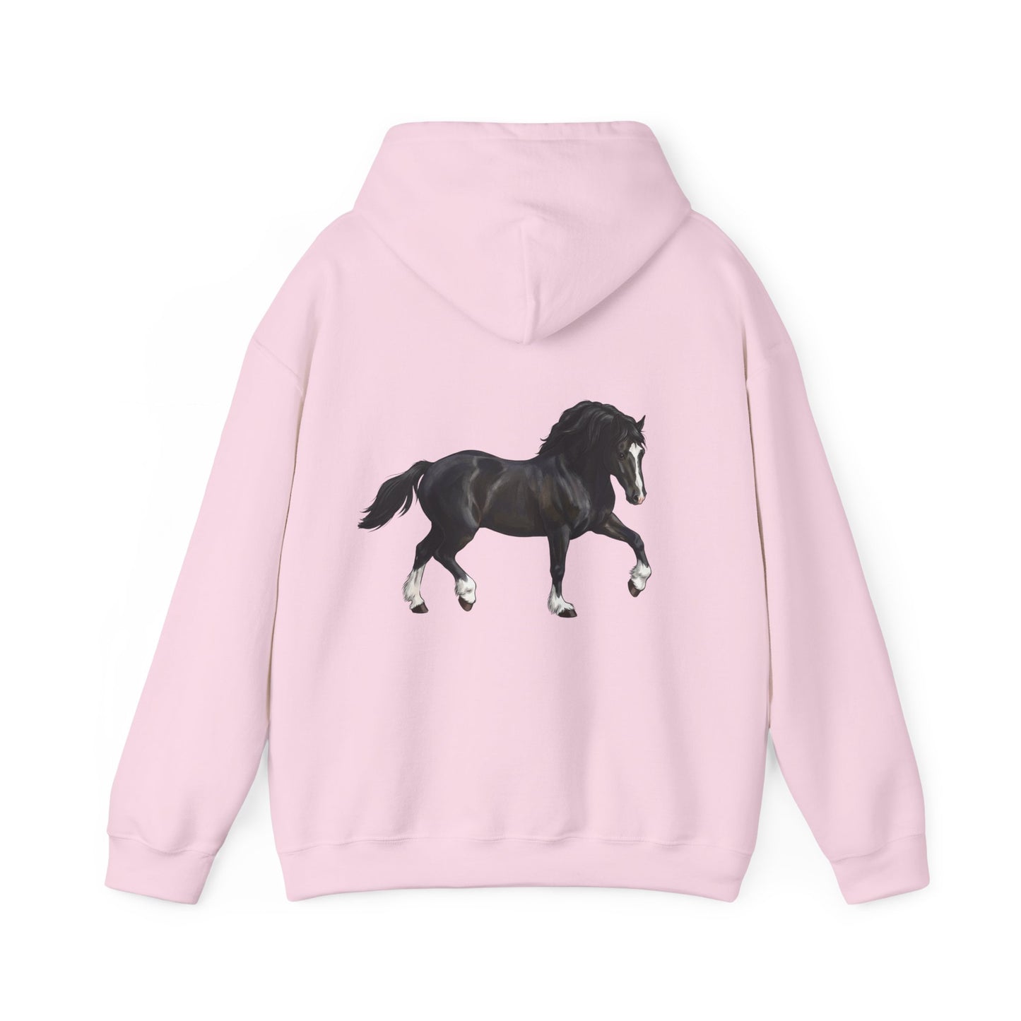 Black Horse Graphic Hoodie — Equestrian Sweatshirt with Prancing Stallion Print