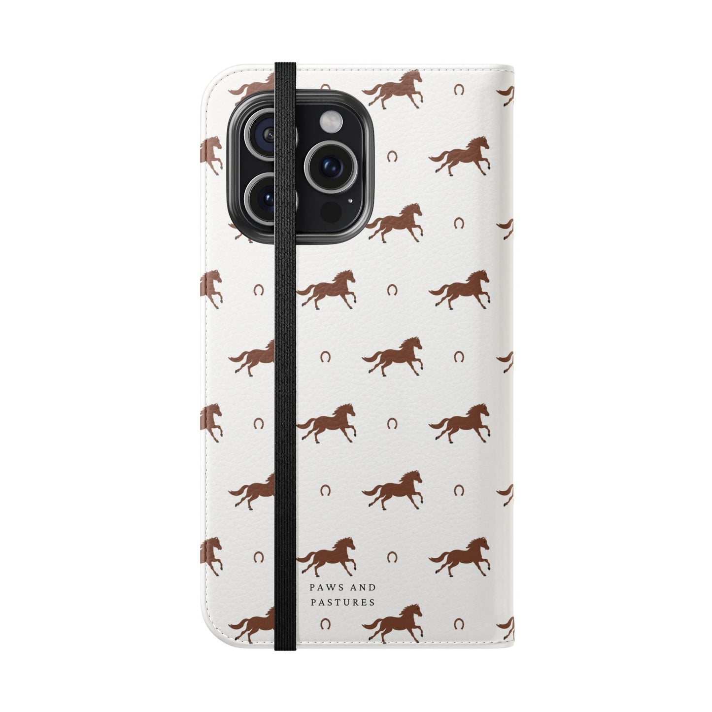 Horse Pattern Flip Case — Leather Wallet Phone Cover with Galloping Horses