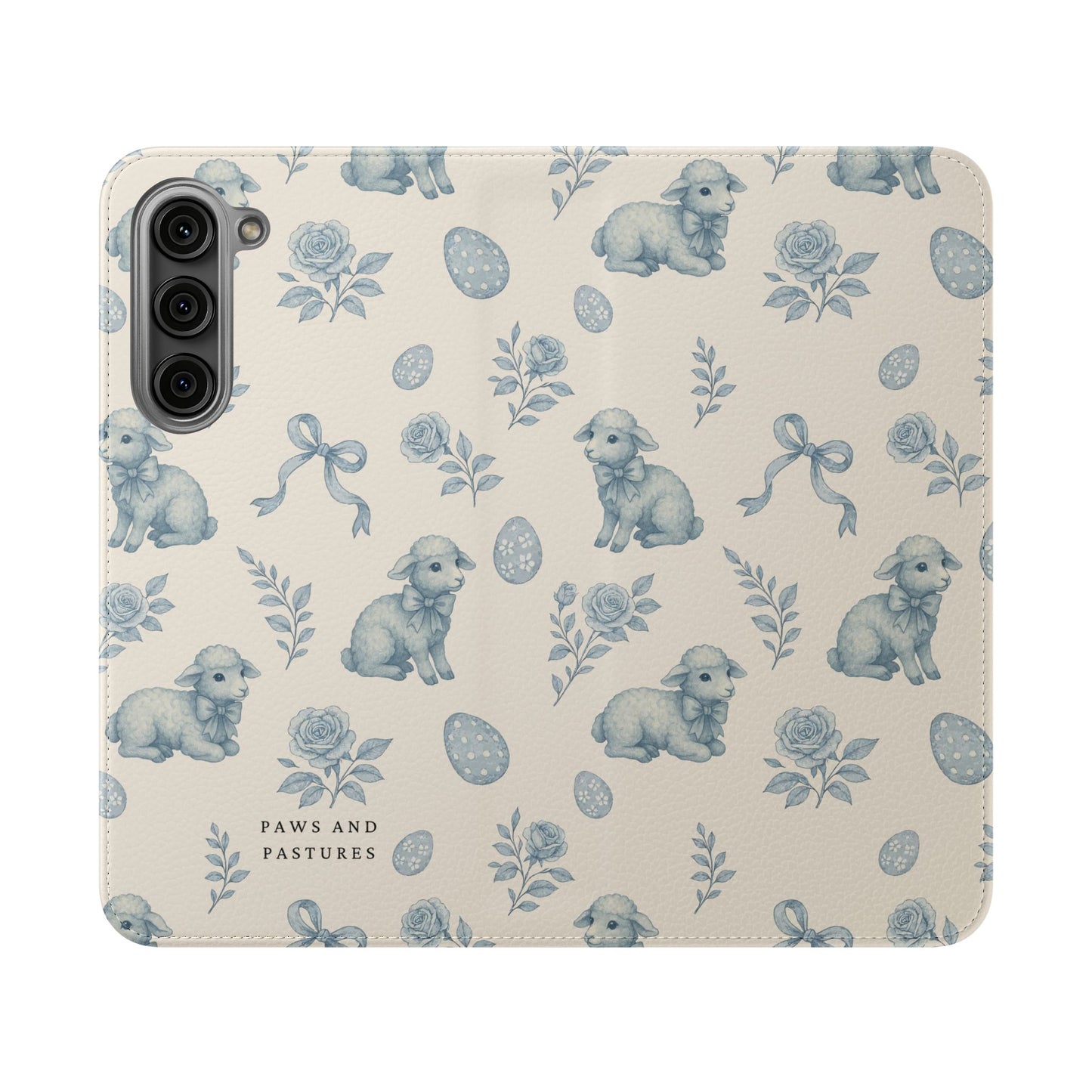 Flip Case — Pastel Blue Easter Lamb Pattern Phone Wallet